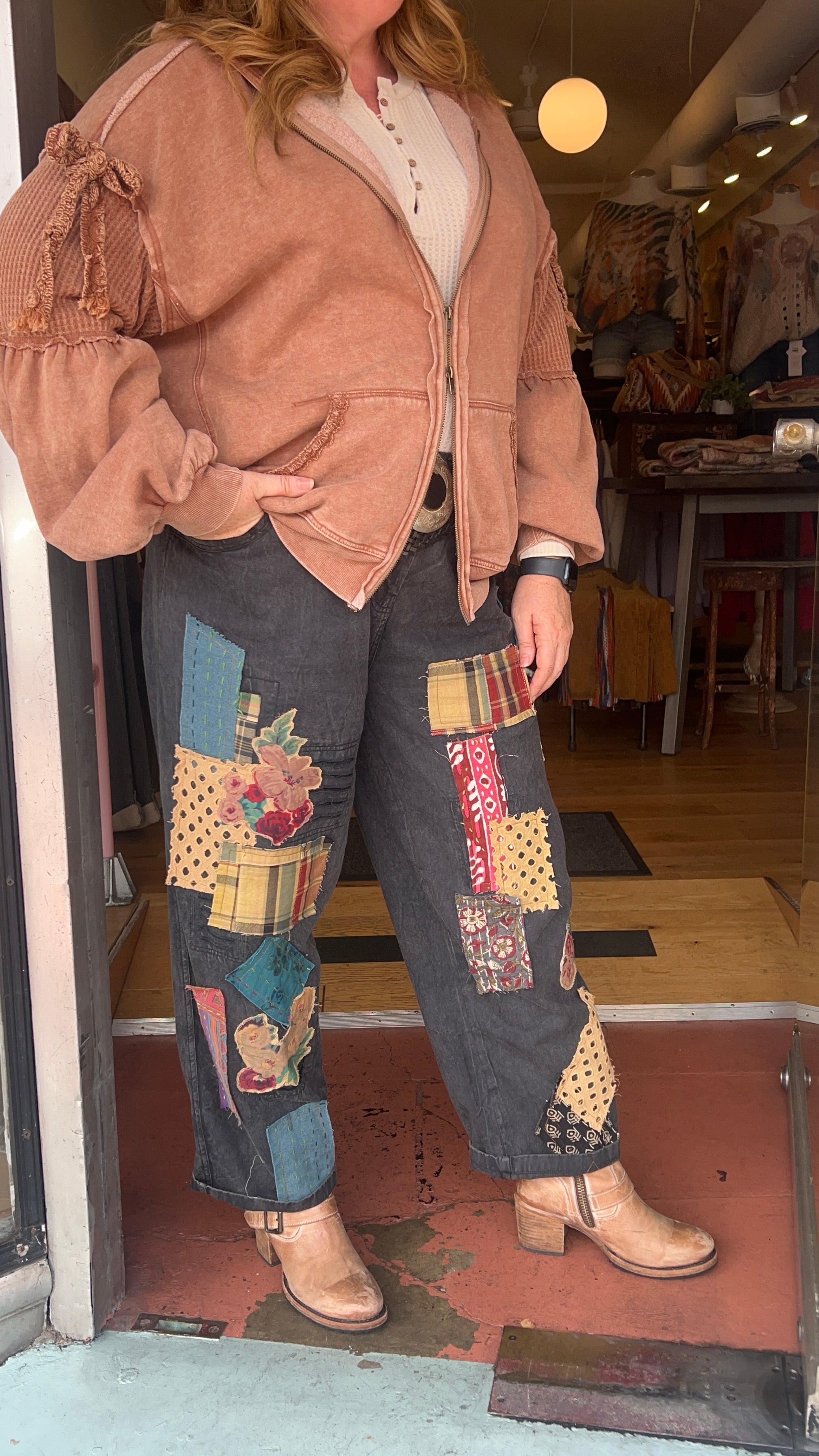 パンツ RADIANT patchwork blackdenim pants 即納】RADIANT patchwork blackdenim pants | 韓国ファッション