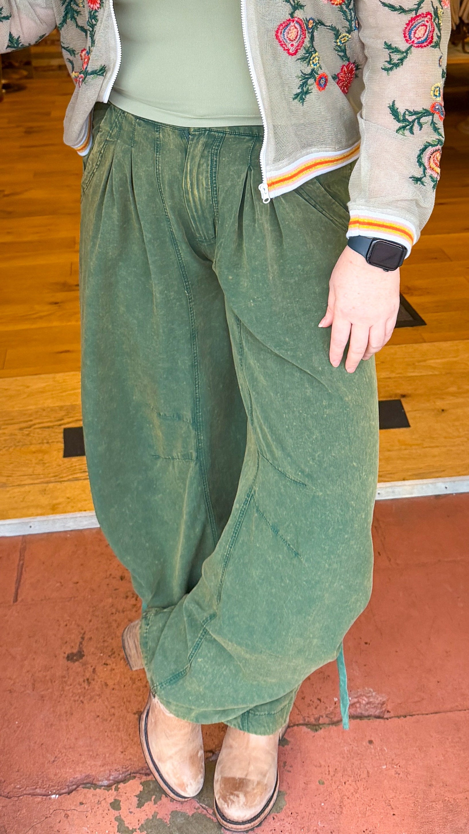 Olive Green Wide Leg Pants