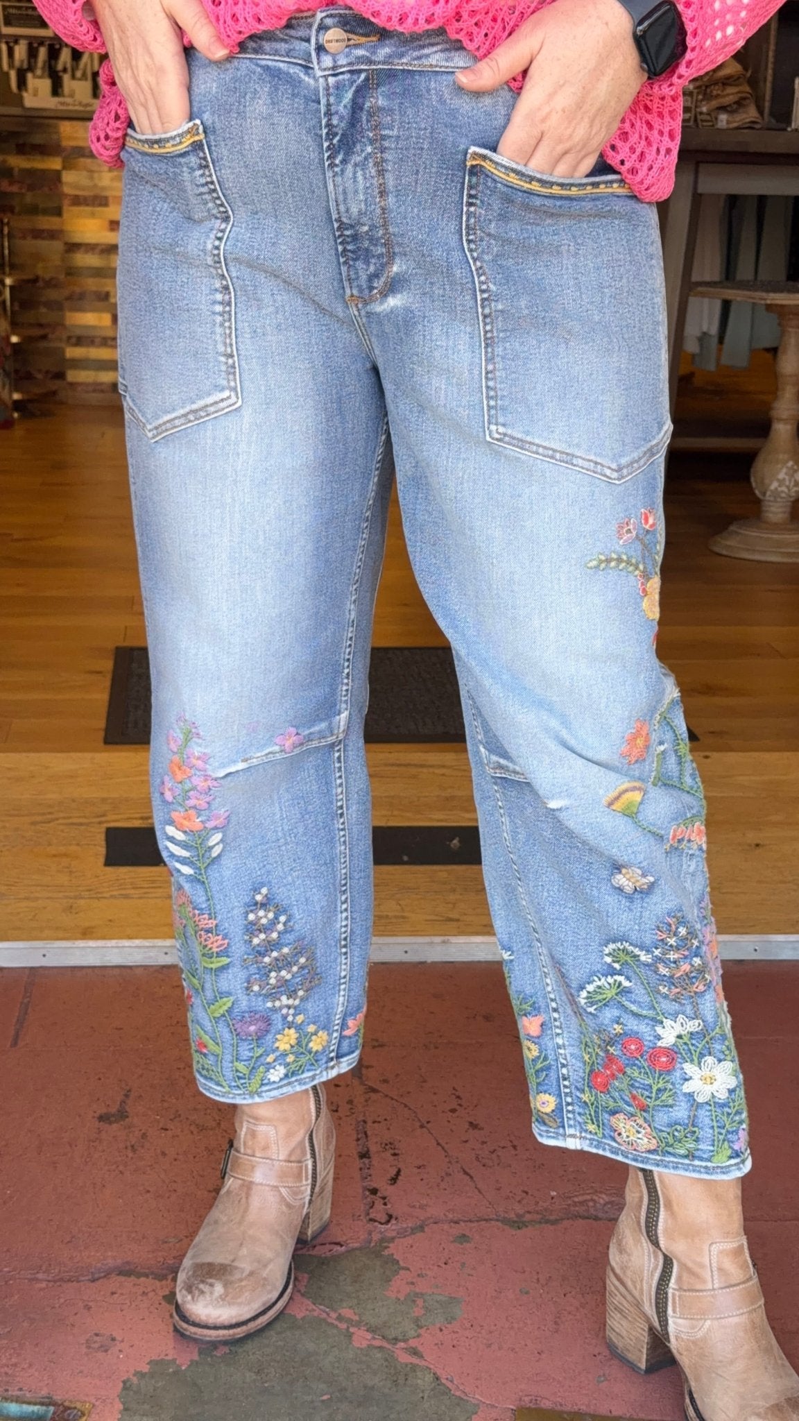 Barbie X Flower Fields Driftwood Denim - Rebecca James Clothing