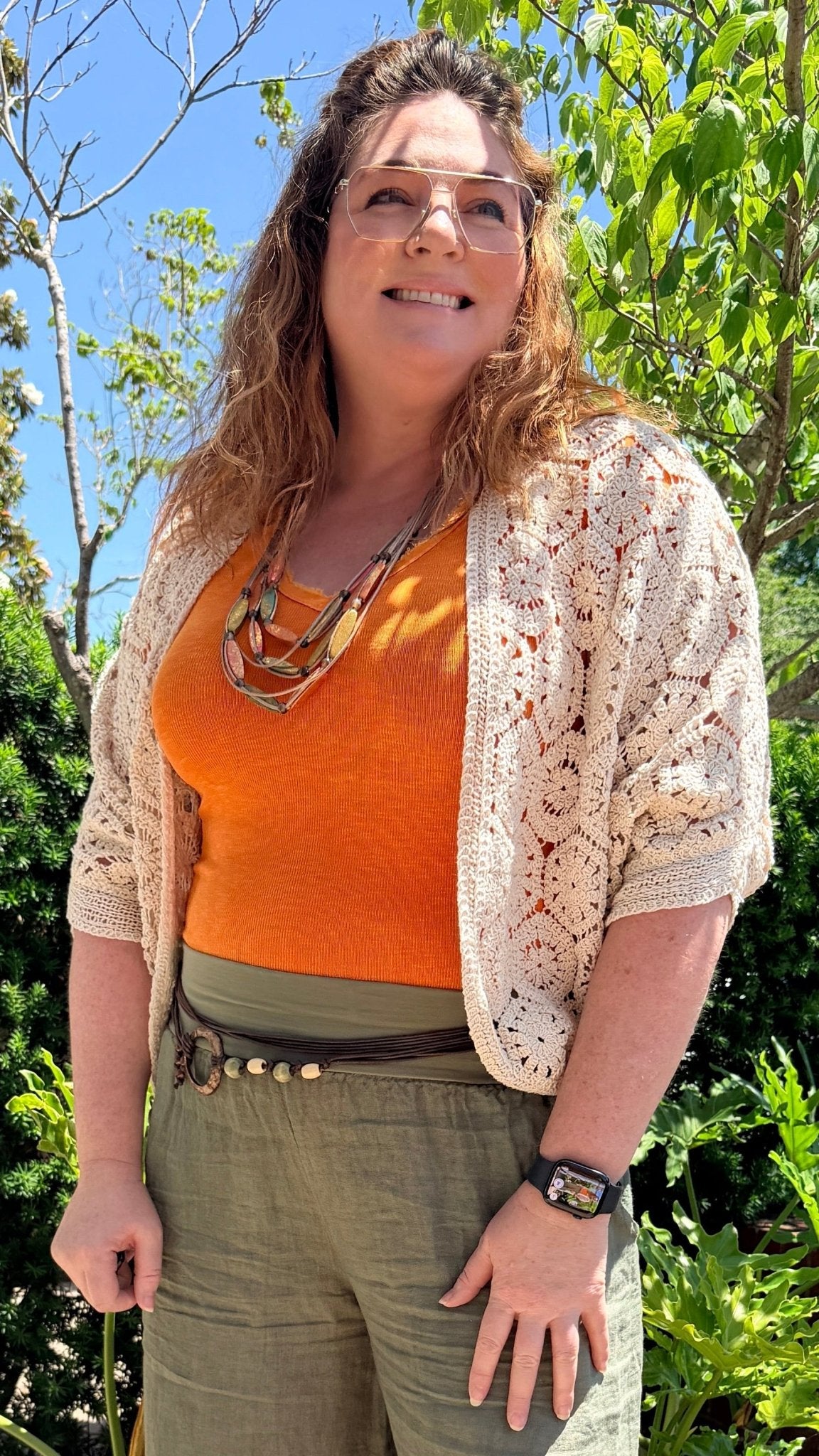 Beige Crochet Boho Wrap - Rebecca James Clothing