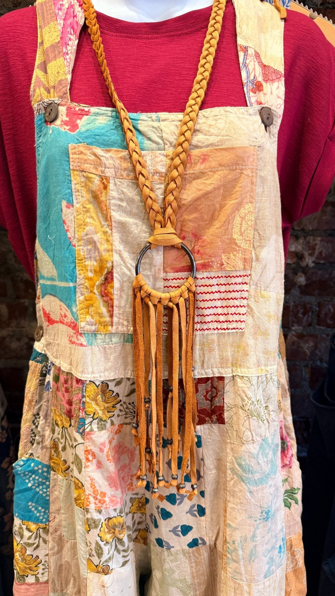 Braided Leather Fringe Necklace - Rebecca James Clothing