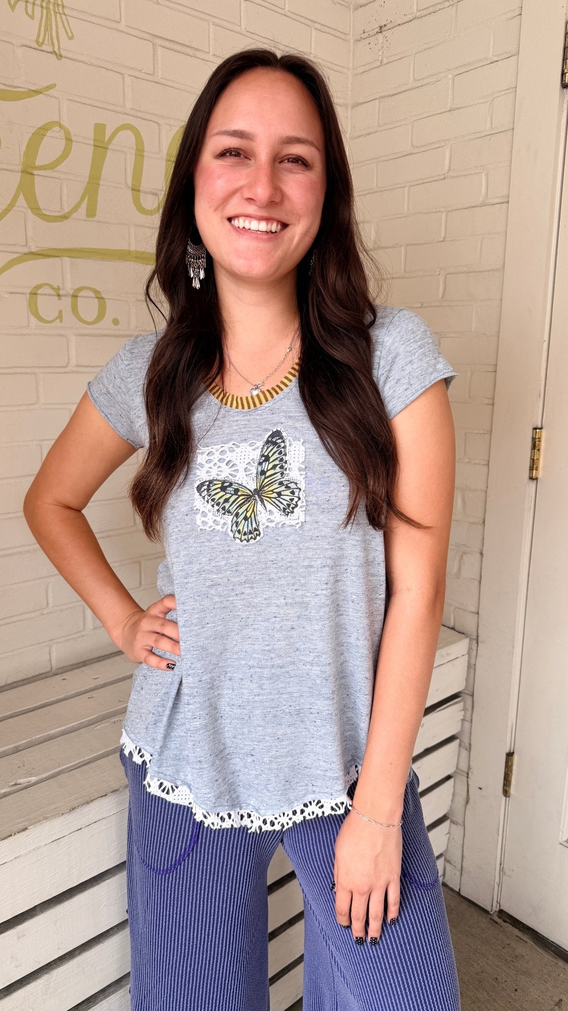 Butterfly Blue Flowy Top by Hand Jive - Rebecca James Clothing