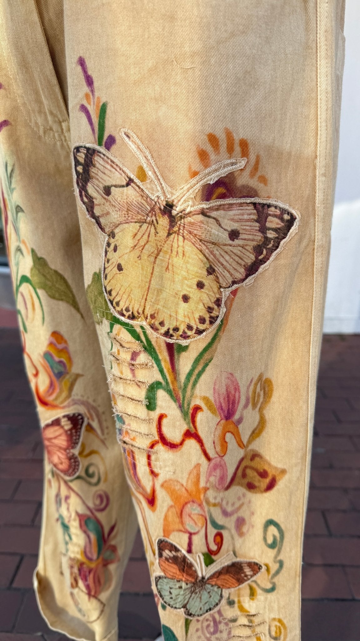 Butterfly Dreams: Boho Cotton Pants | Slouchy Wearable Art - Rebecca James Clothing