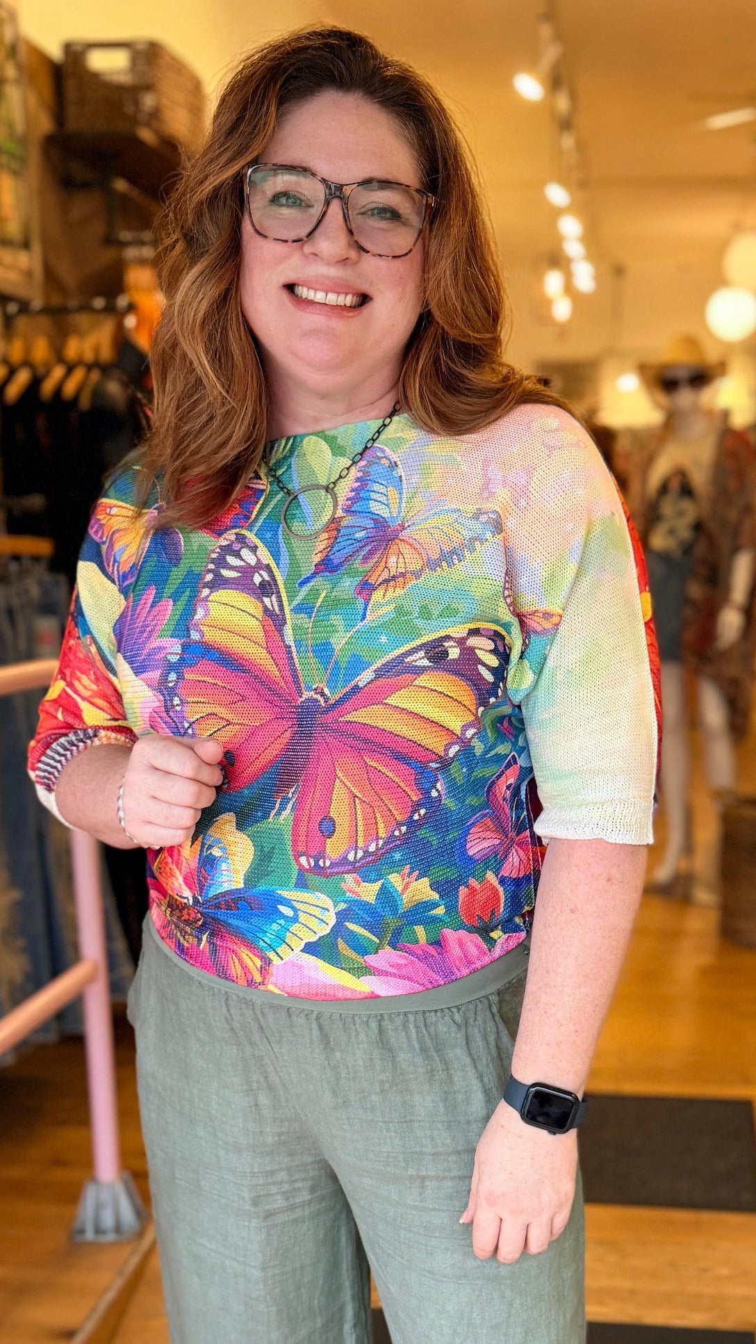 Butterfly Summer Lightwieght Knit Sweater - Rebecca James Clothing