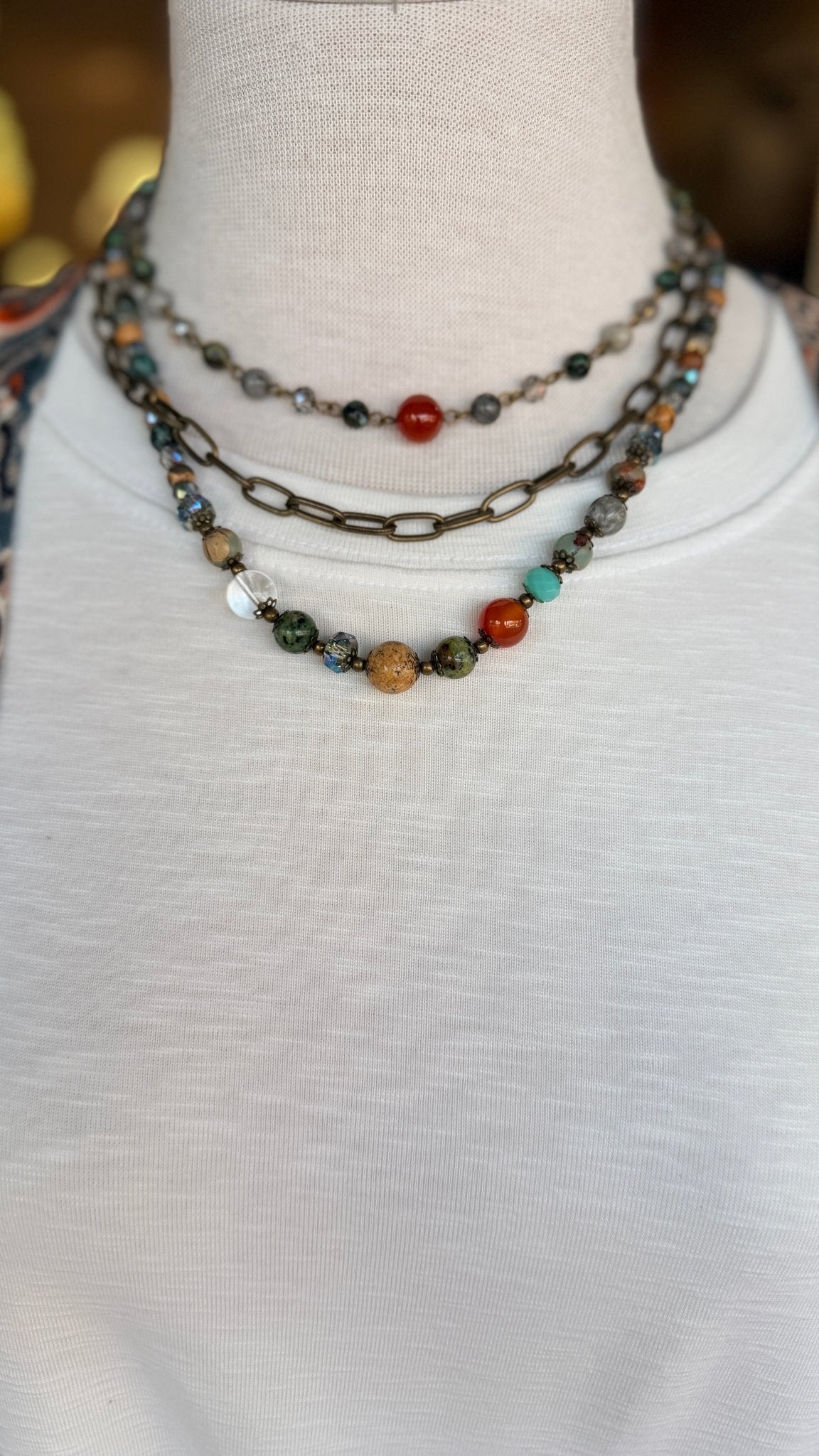 Changing Season Mixed Bead Layering Necklace - Rebecca James Clothing