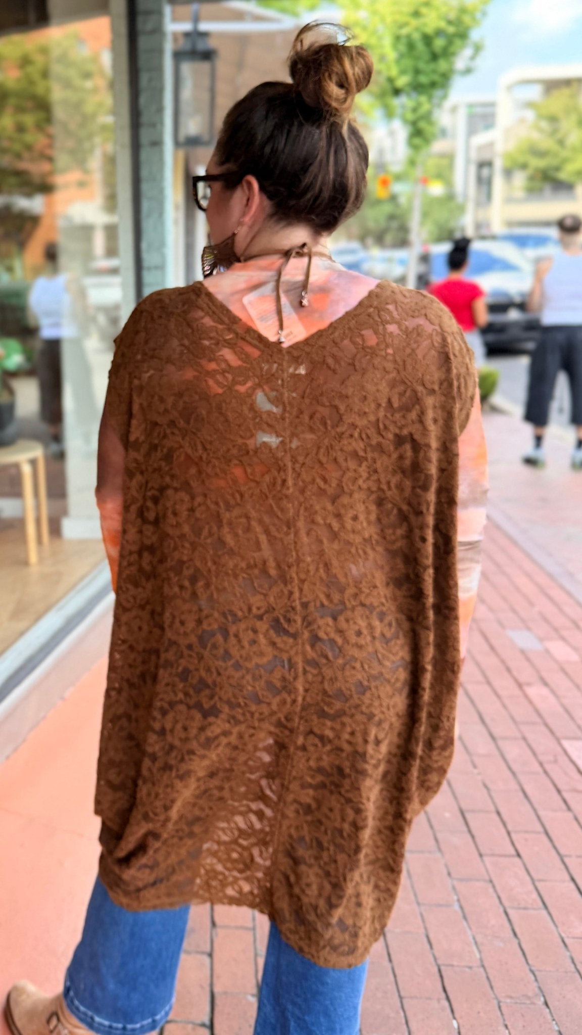 Cinched Front Chocolate Lace Coccon Top - Rebecca James Clothing