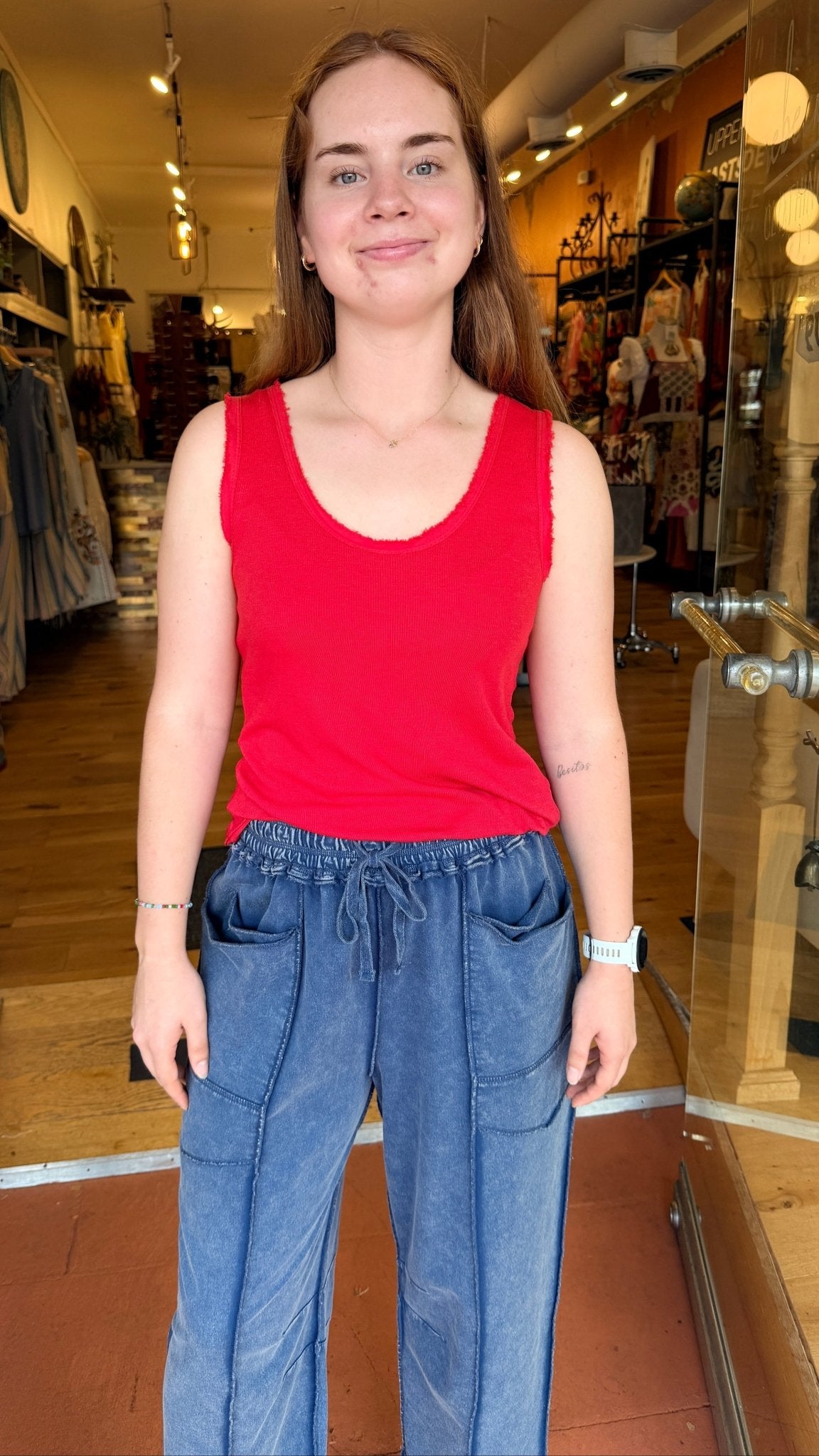Cotton Raw Edge Tank Tops - Rebecca James Clothing