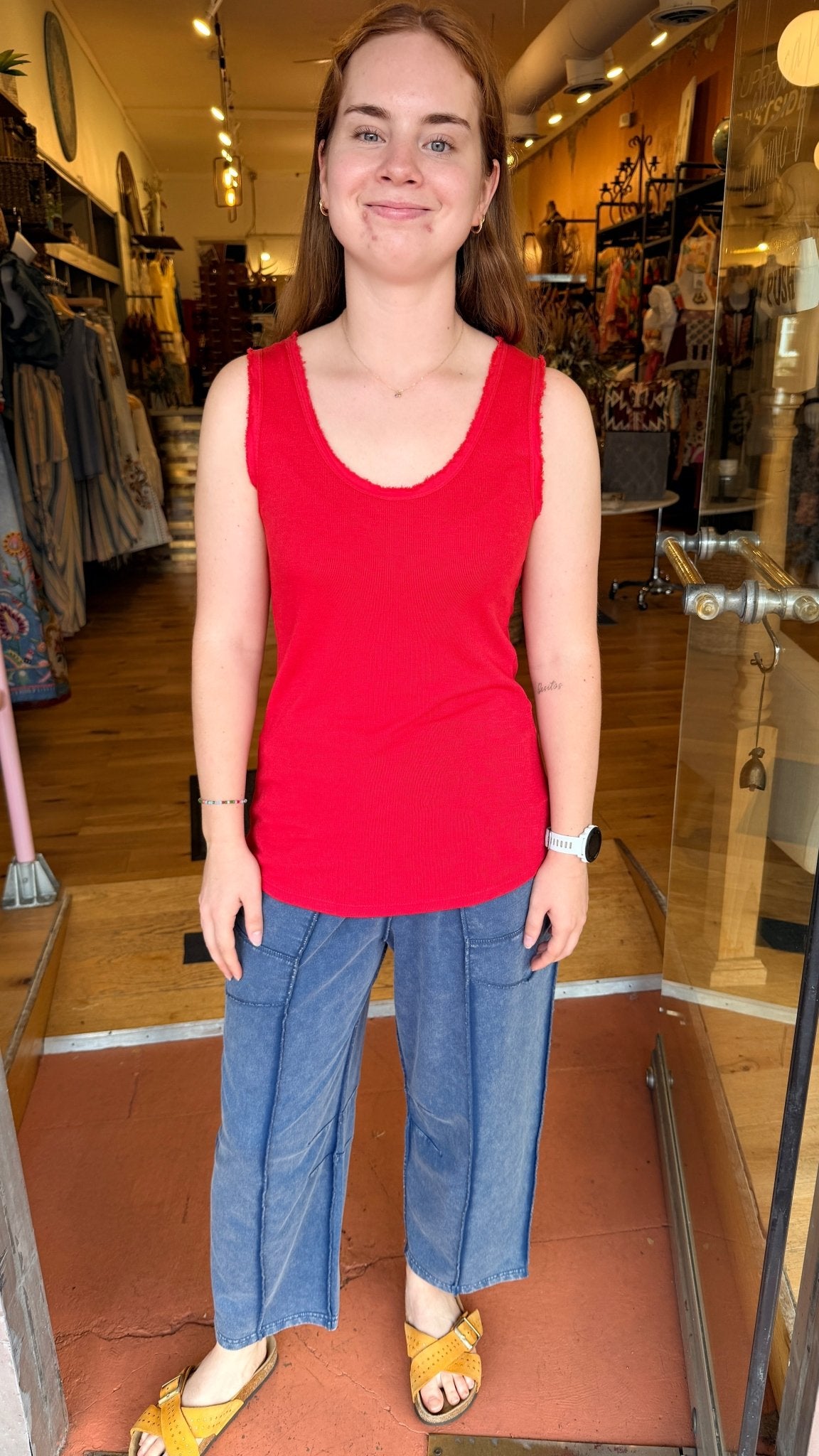 Cotton Raw Edge Tank Tops - Rebecca James Clothing