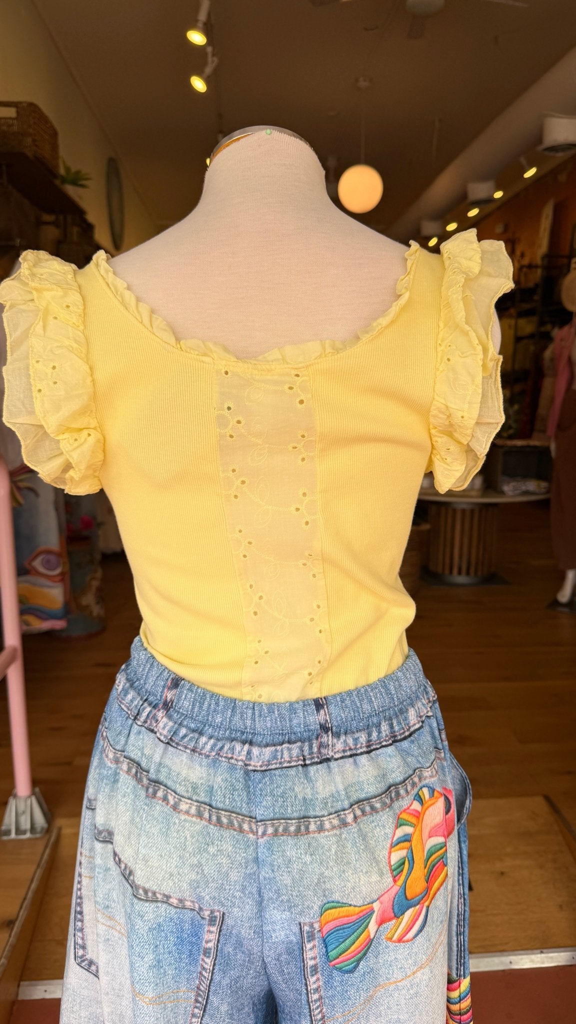 Cotton Ribbed Eyelet Tank Top - Rebecca James Clothing