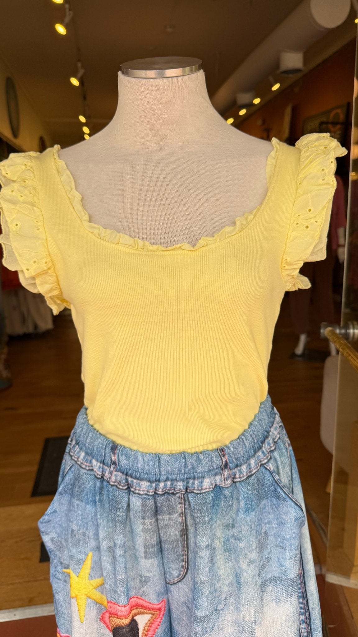 Cotton Ribbed Eyelet Tank Top - Rebecca James Clothing