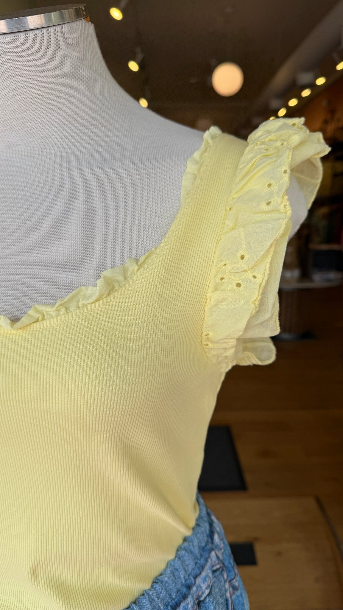 Cotton Ribbed Eyelet Tank Top - Rebecca James Clothing