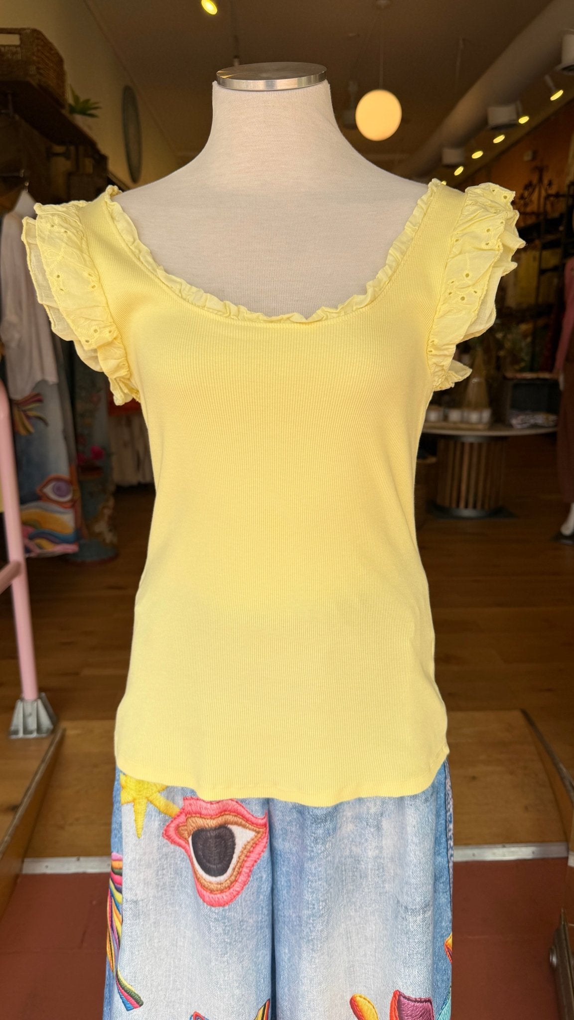 Cotton Ribbed Eyelet Tank Top - Rebecca James Clothing