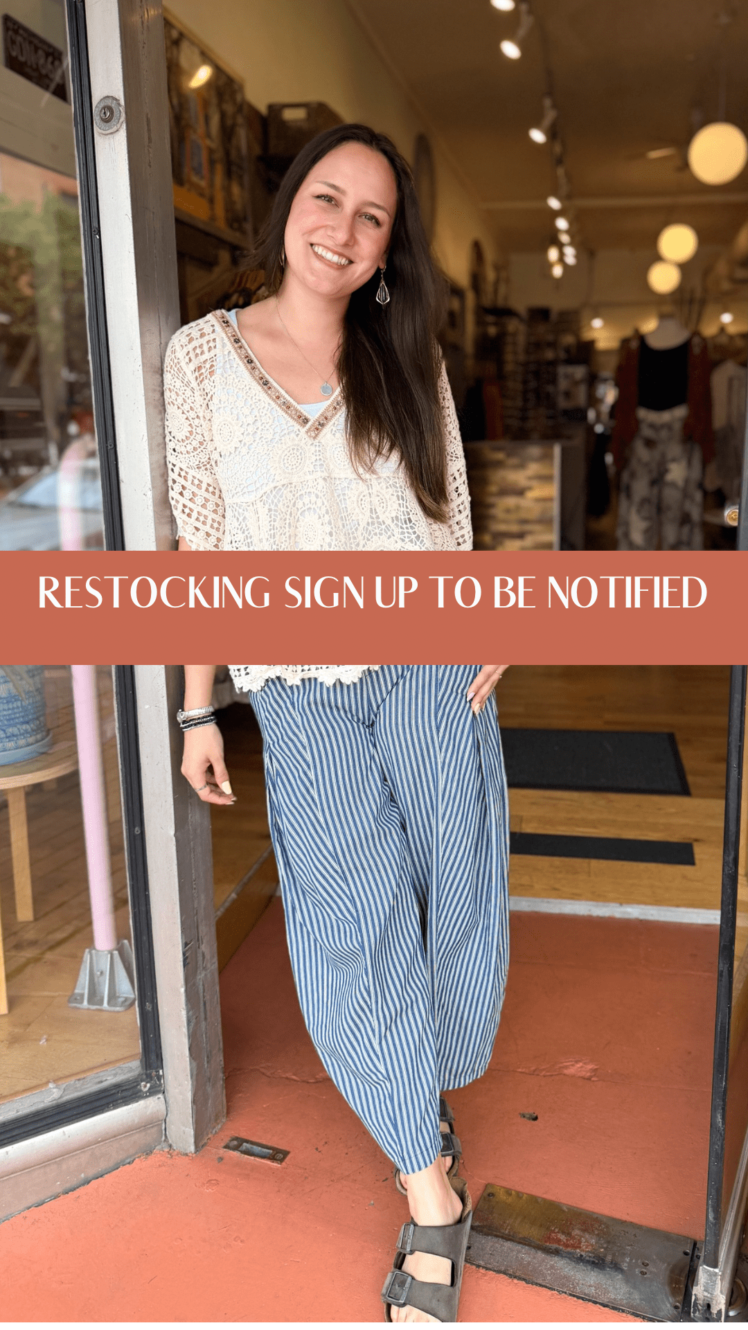 Dark Wash Striped Denim Drawstring Pants - Rebecca James Clothing