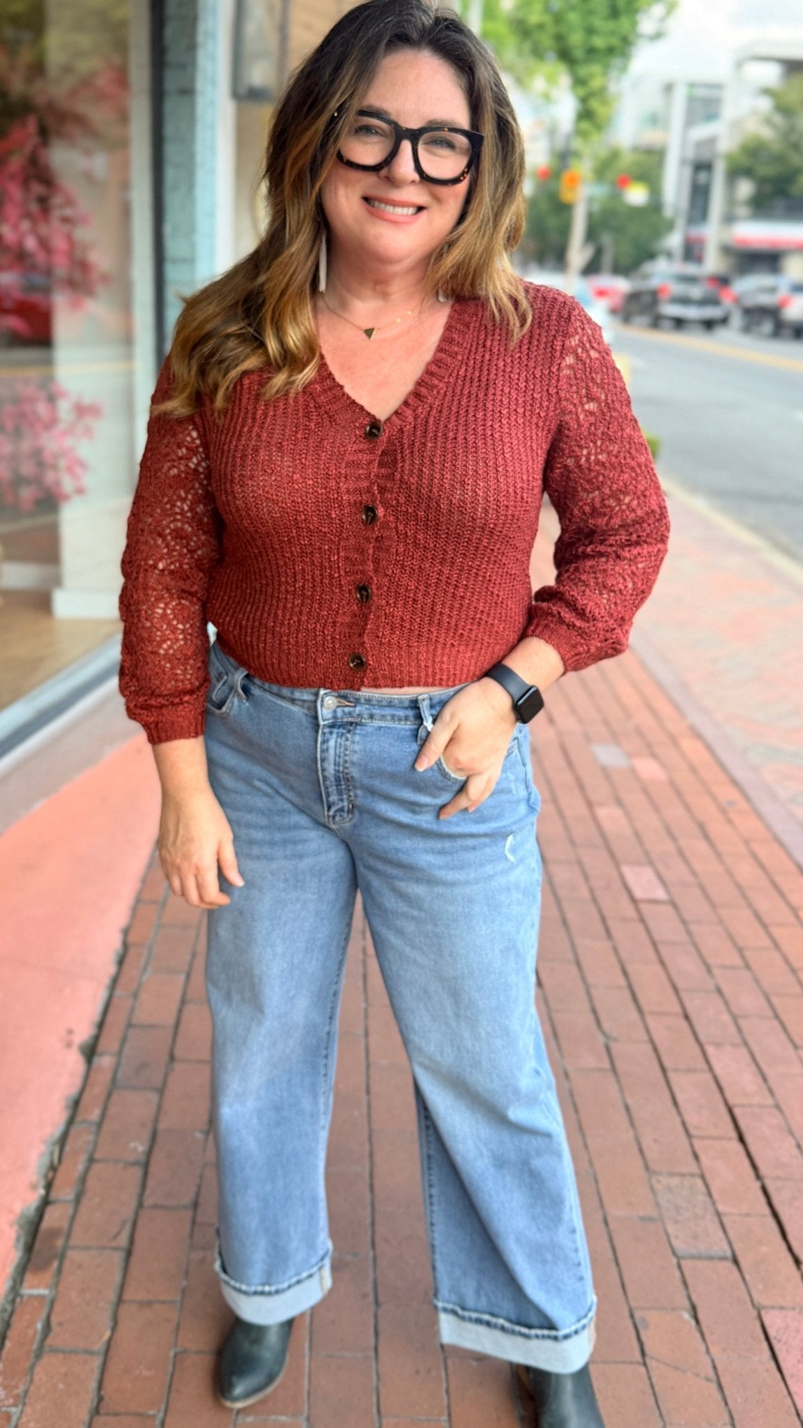 Dried Chili Button Up Cardigan Sweater - Rebecca James Clothing