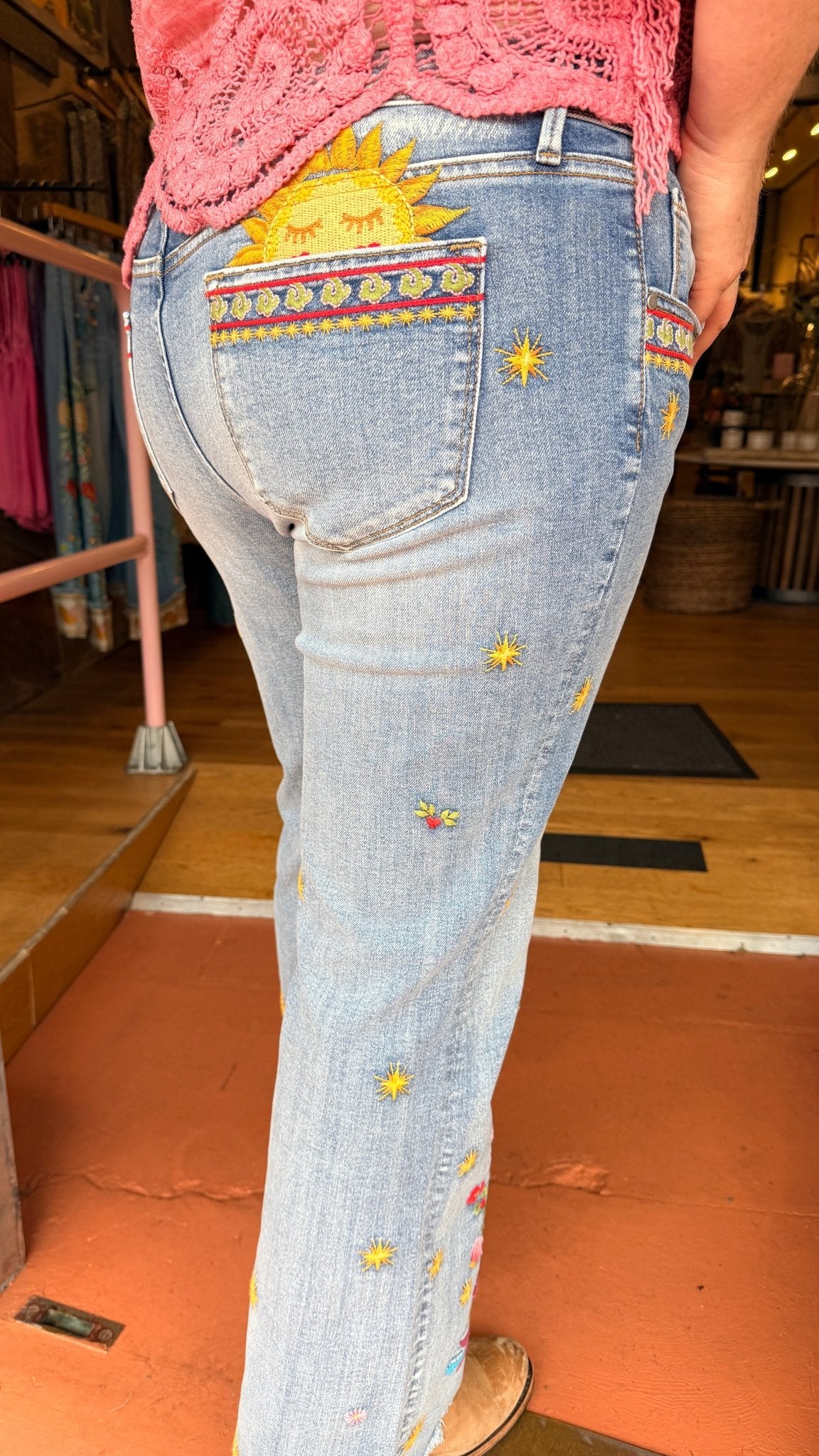 Eva Bootcut - Pocket Full of Sunshine Driftwood Denim - Rebecca James Clothing