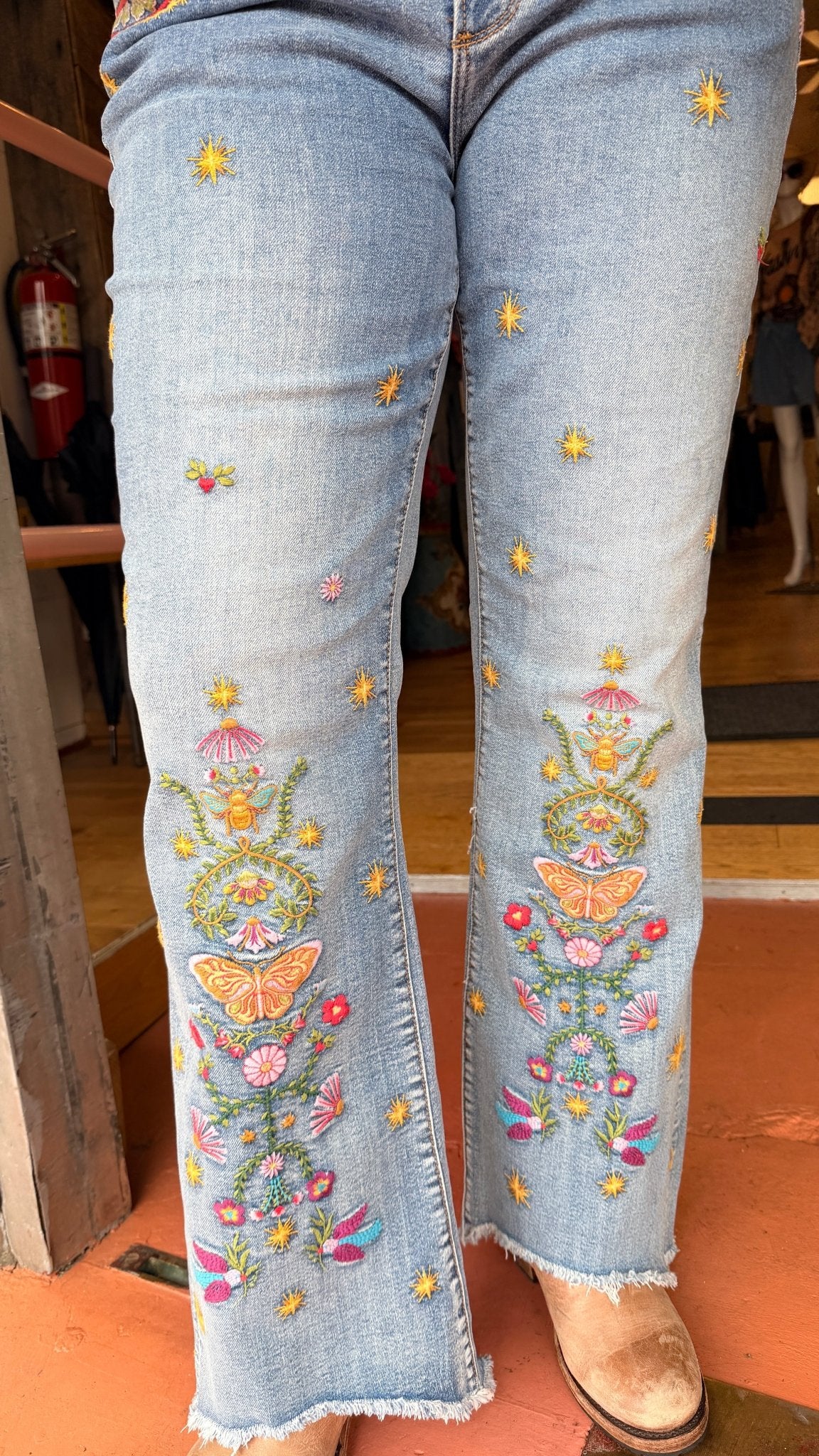 Eva Bootcut - Pocket Full of Sunshine Driftwood Denim - Rebecca James Clothing
