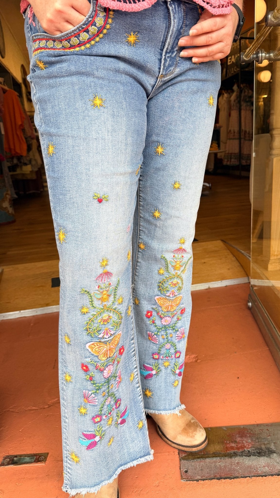 Eva Bootcut - Pocket Full of Sunshine Driftwood Denim - Rebecca James Clothing