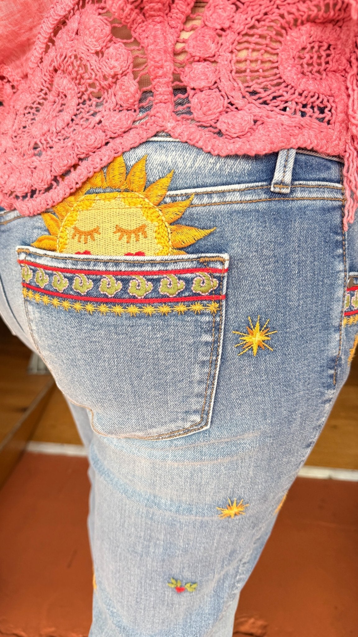Eva Bootcut - Pocket Full of Sunshine Driftwood Denim - Rebecca James Clothing
