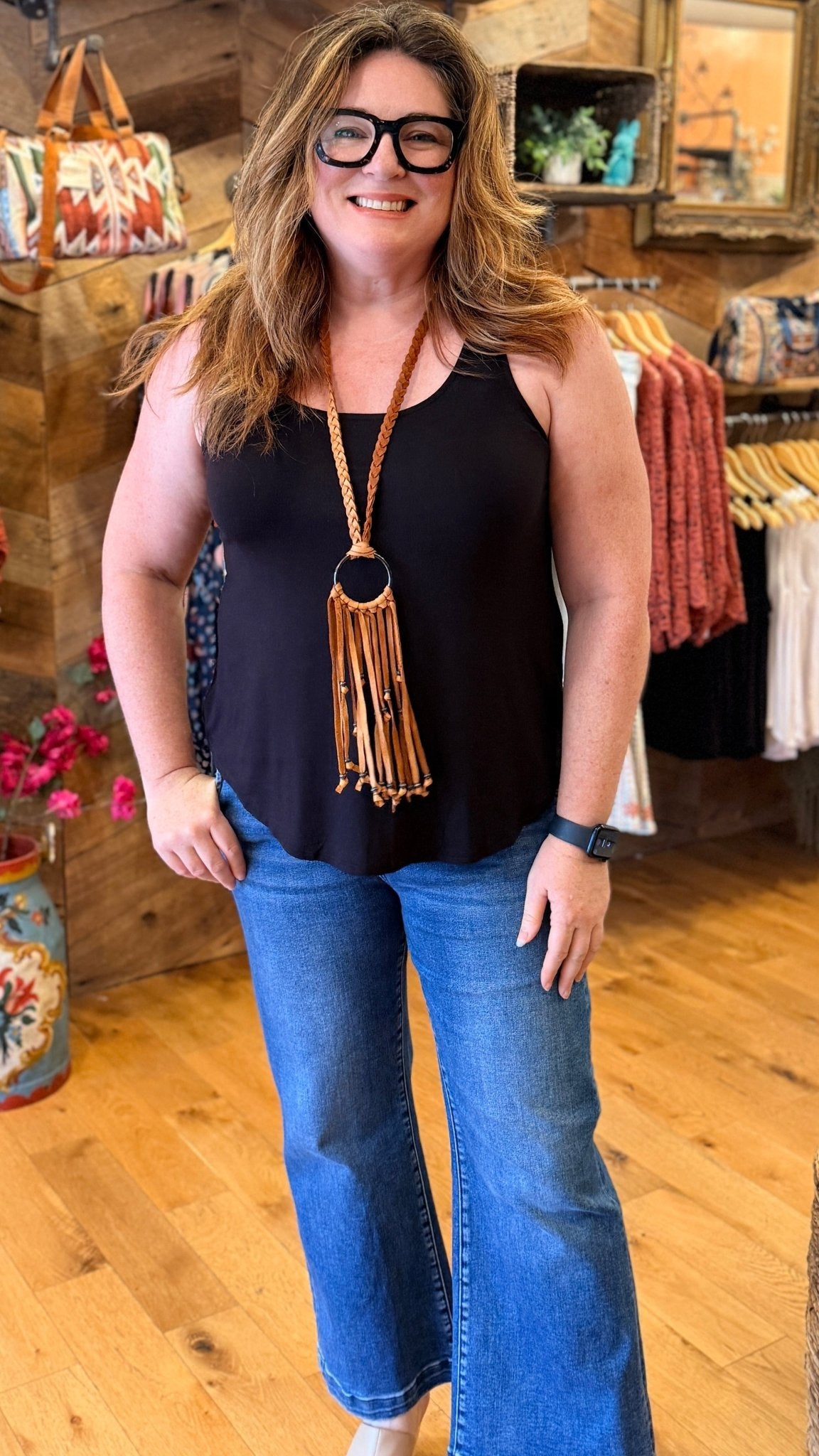 Flowy Hem Scoop Neck Tank Top - Rebecca James Clothing