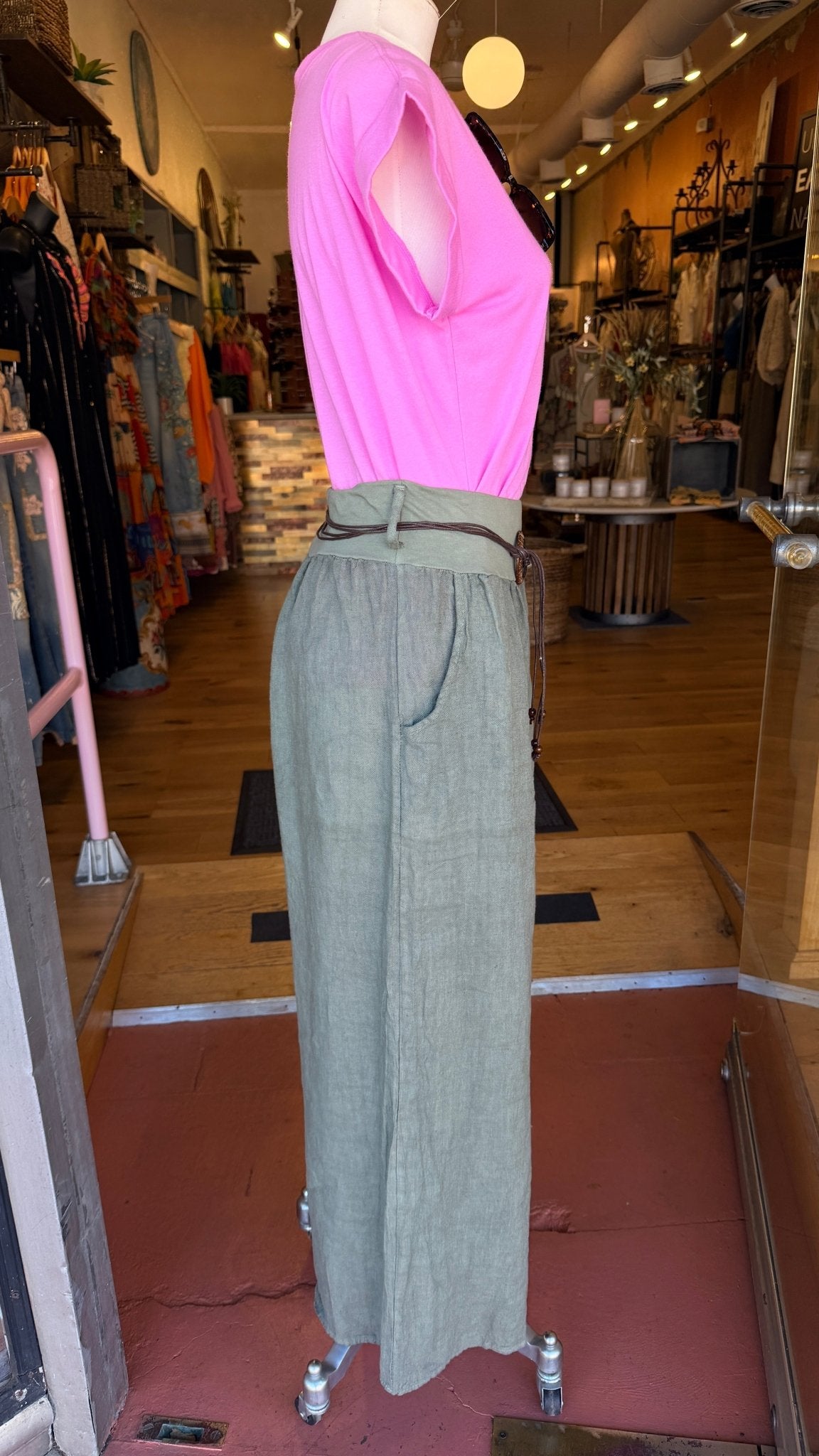 Flowy Linen Pants w/ Belt - Rebecca James Clothing