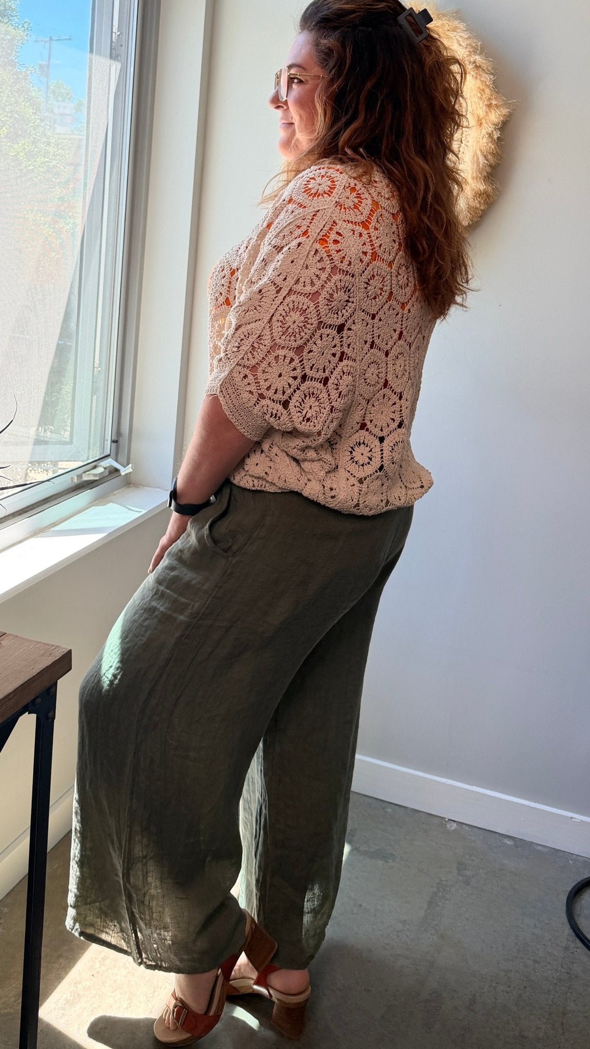 Flowy Linen Pants w/ Belt - Rebecca James Clothing
