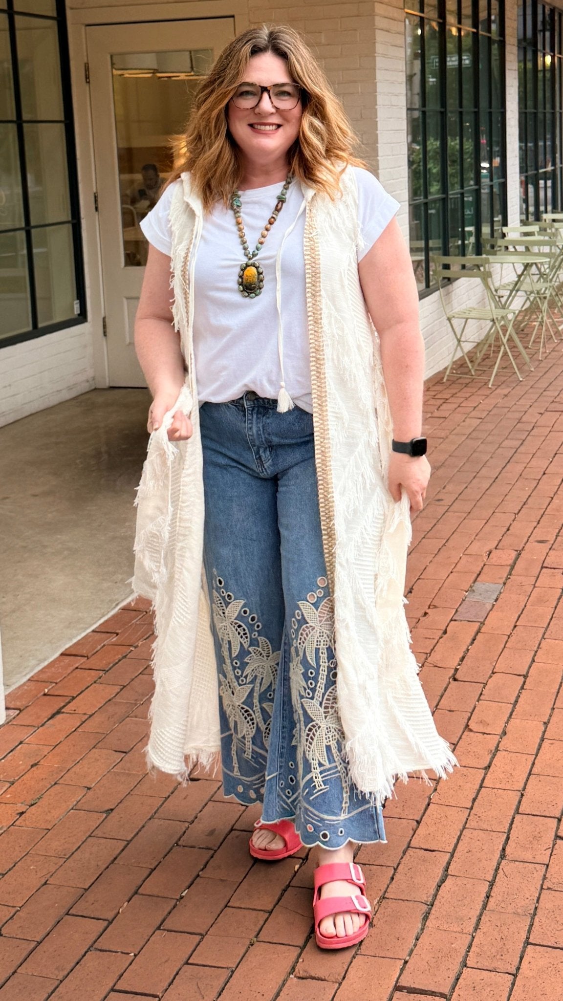 Free Spirit Ivory Textured Cotton Duster - Rebecca James Clothing