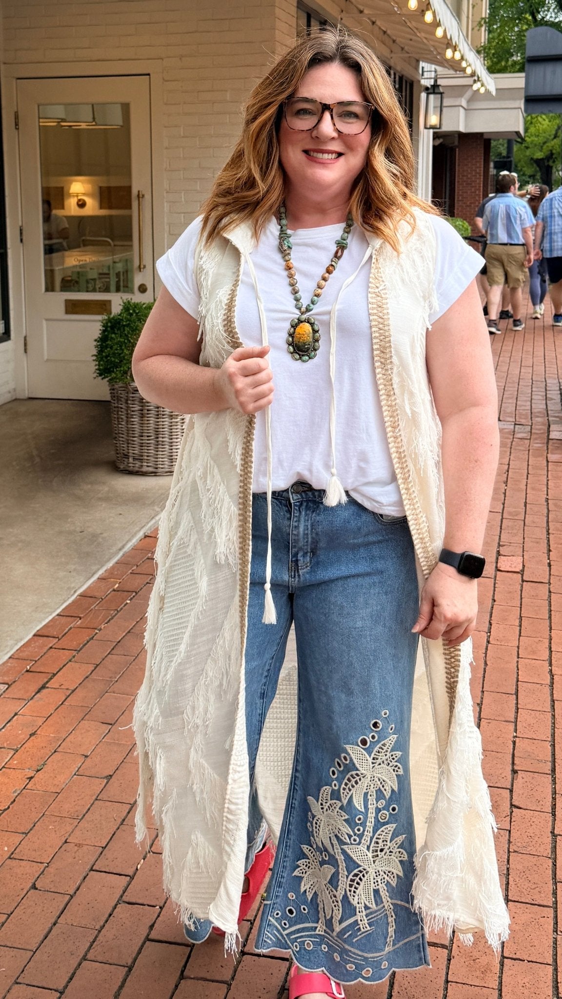 Free Spirit Ivory Textured Cotton Duster - Rebecca James Clothing