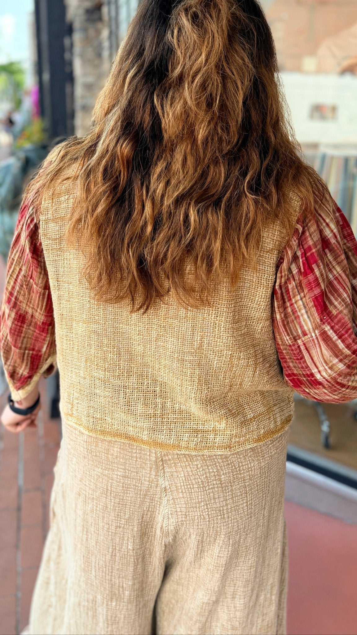 Golden Hour Cotton Jacket With Plaid Accents - Rebecca James Clothing