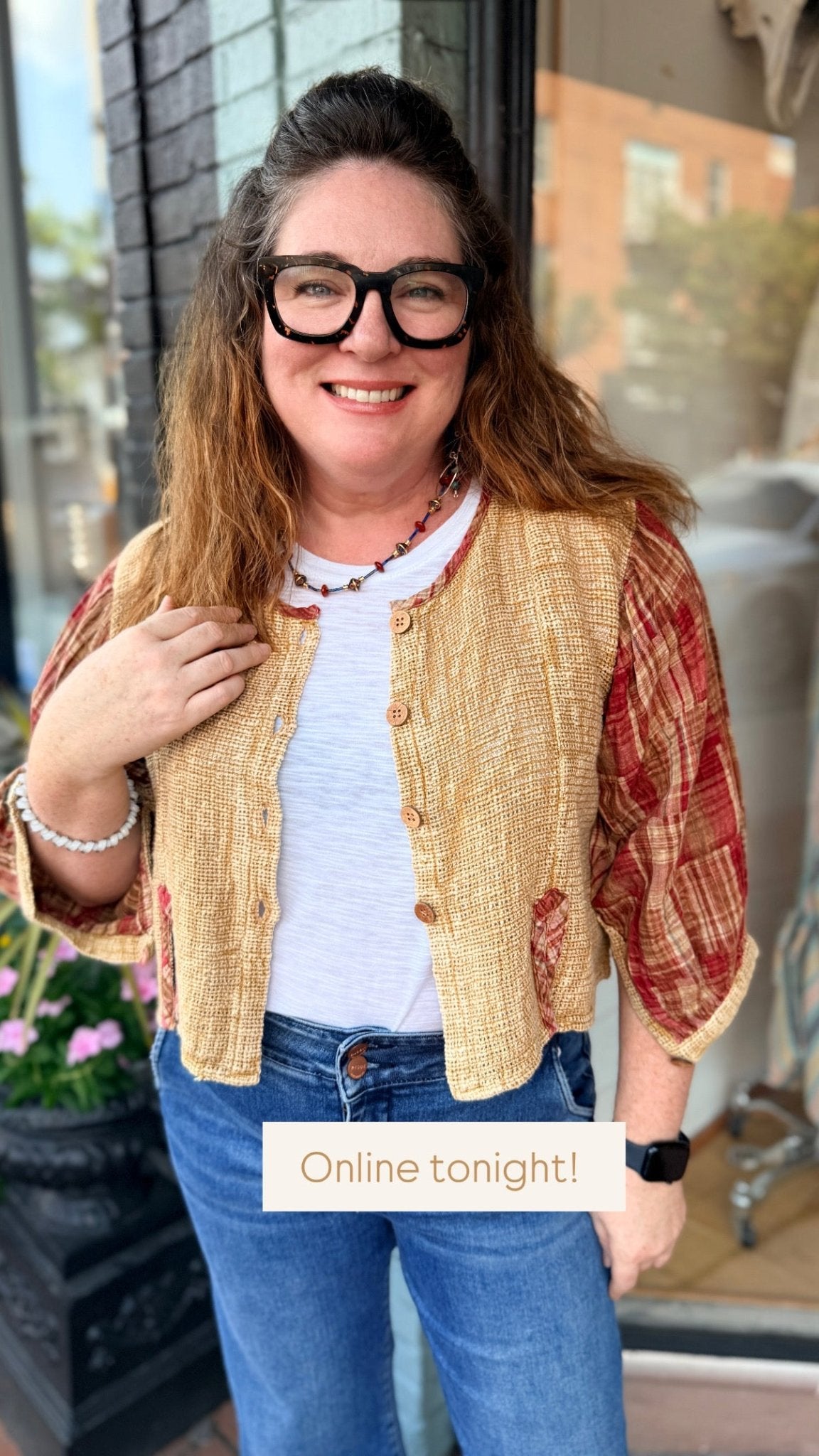 Golden Hour Cotton Jacket With Plaid Accents - Rebecca James Clothing