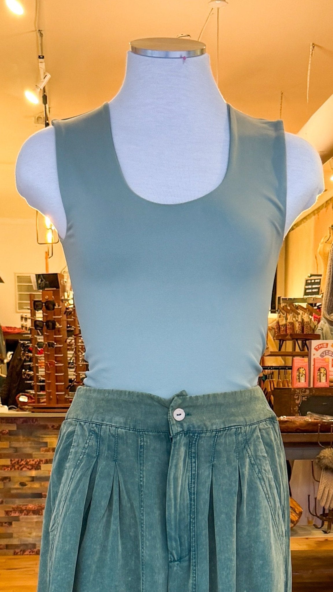 Green Tea Essentials Double Layer Tank Top - Rebecca James Clothing