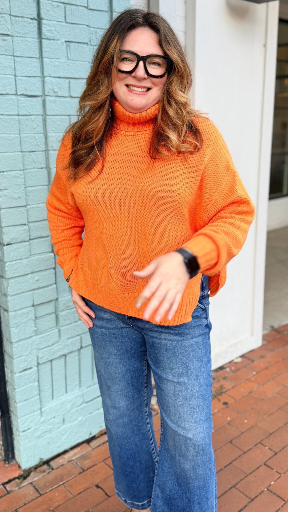 Harvest Orange Turtleneck Sweater - Rebecca James Clothing