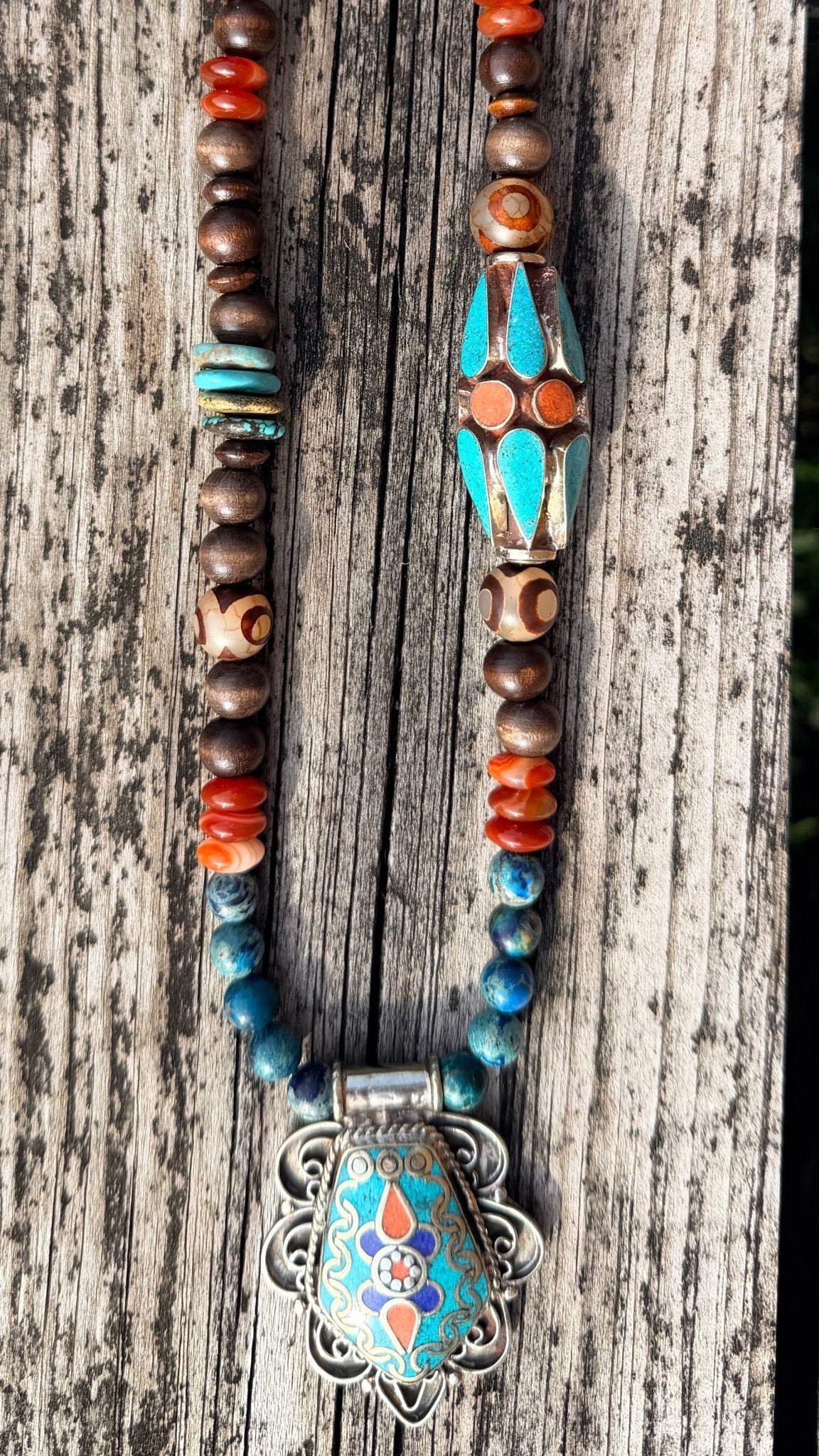 Heart for Adventure Turquoise and Coral Necklace by RJC - Rebecca James Clothing