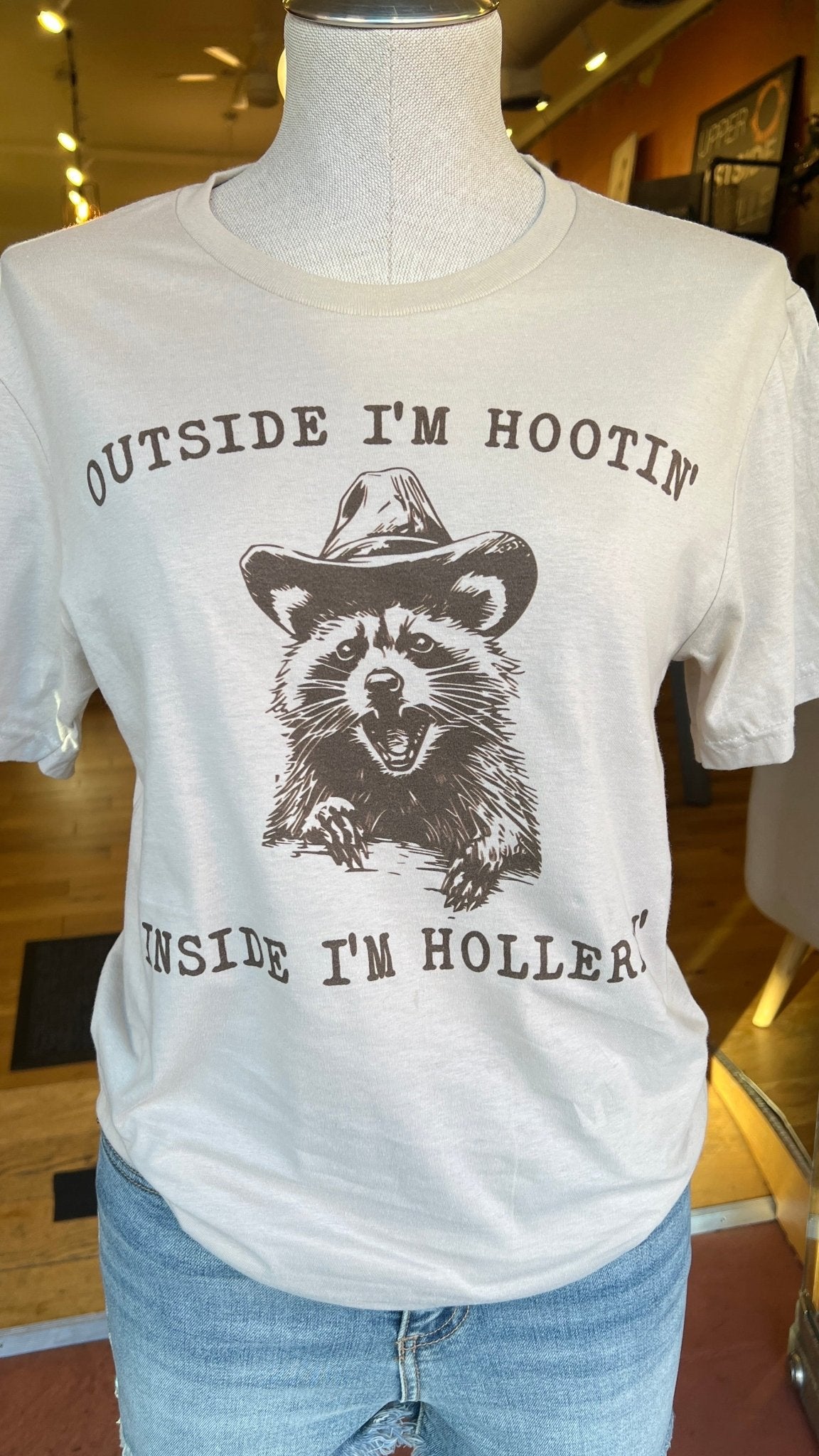 Hootin & Hollerin Raccon Cowboy Graphic Tee - Rebecca James Clothing