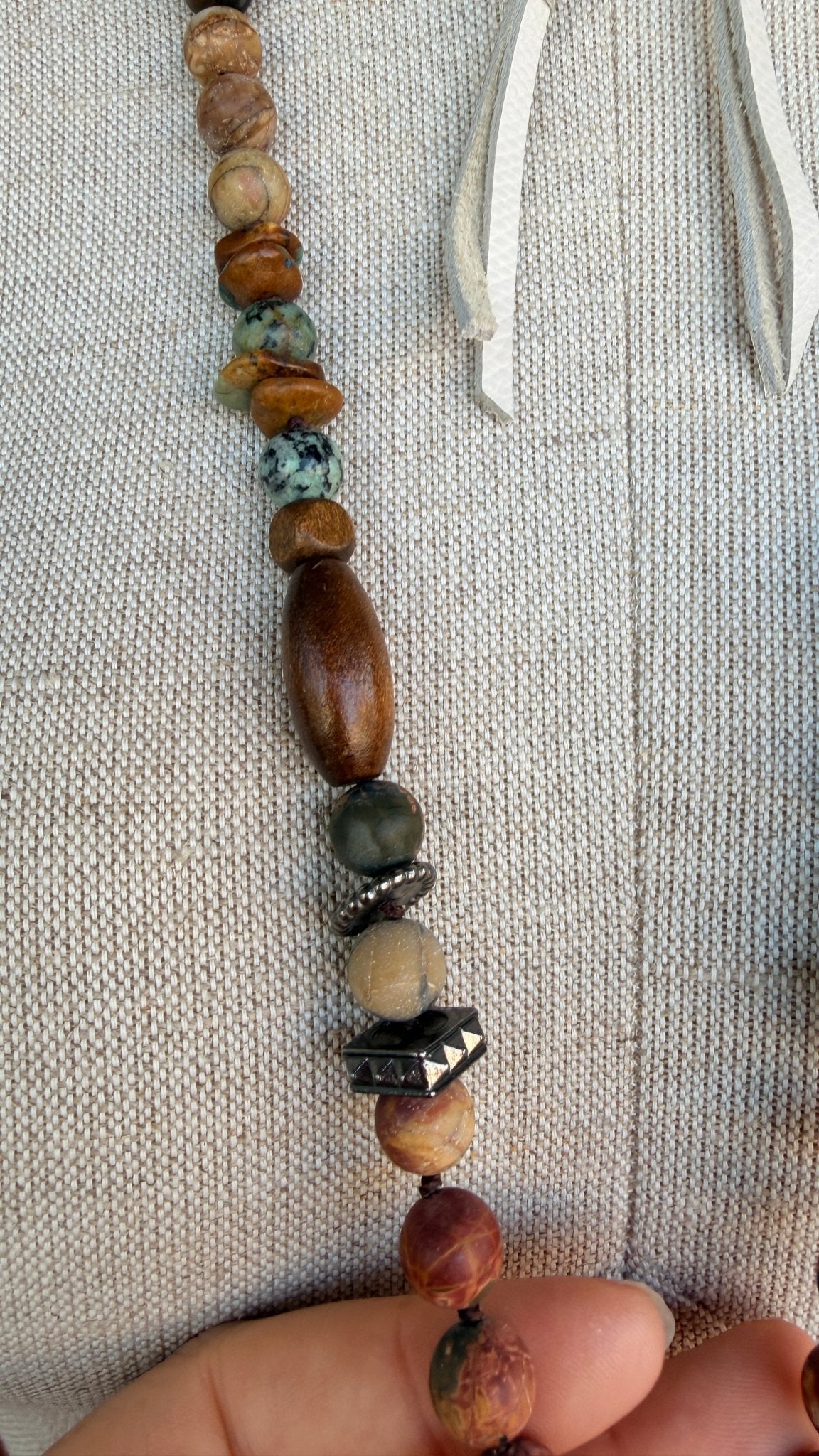 Jasper & Turquoise Necklace with Carved Rose Pendant by RJC - Rebecca James Clothing