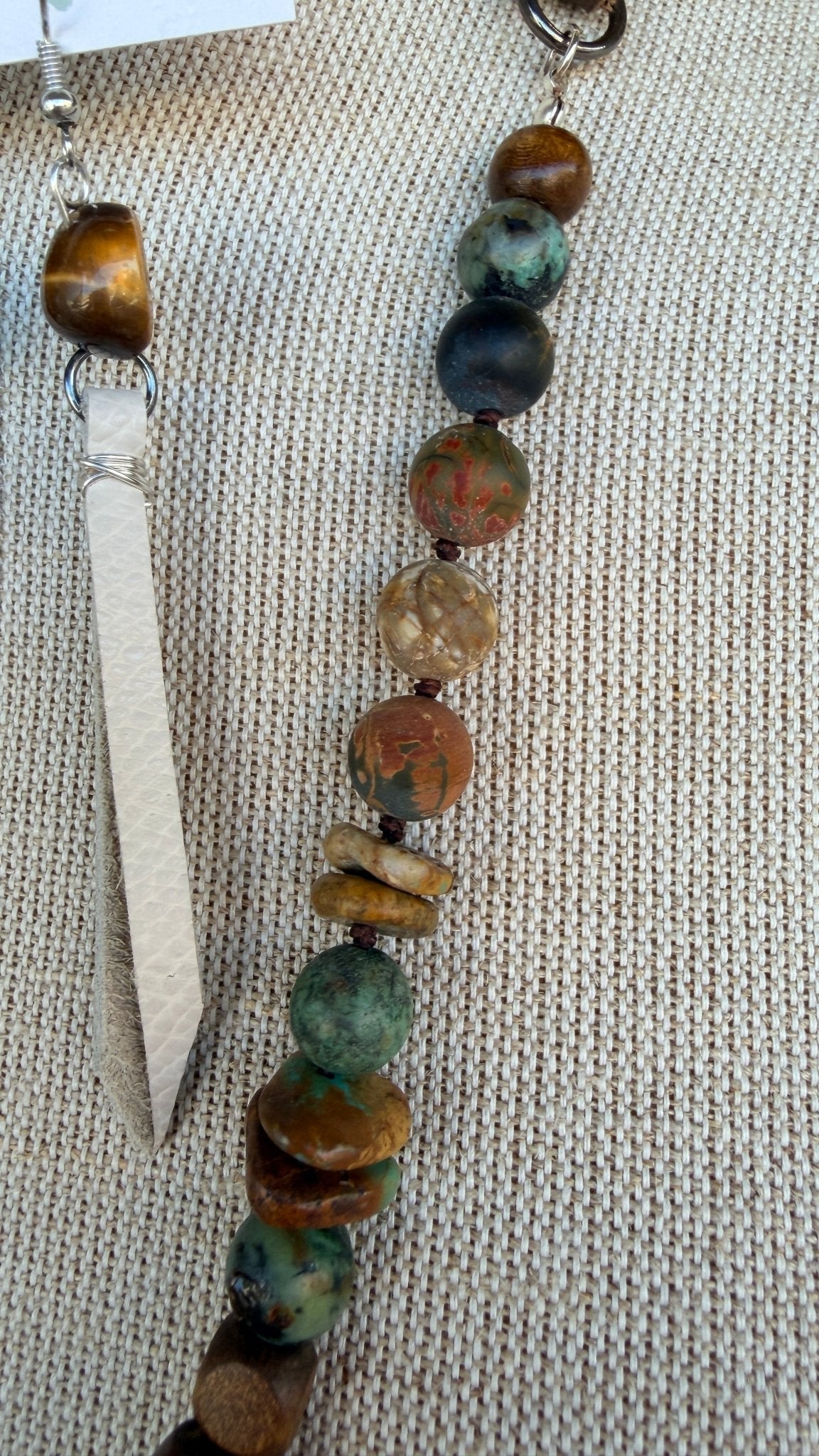 Jasper & Turquoise Necklace with Carved Rose Pendant by RJC - Rebecca James Clothing
