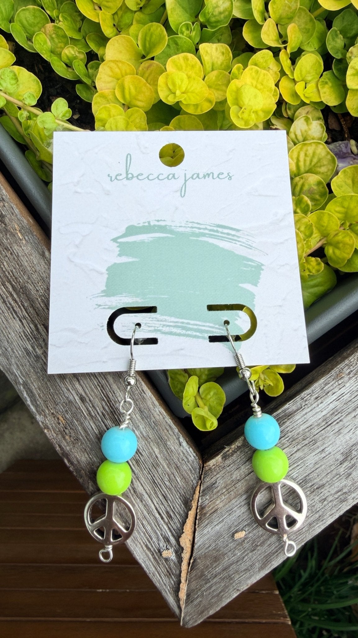 Lime Sky Silver Peace Sign Earrings - Rebecca James Clothing
