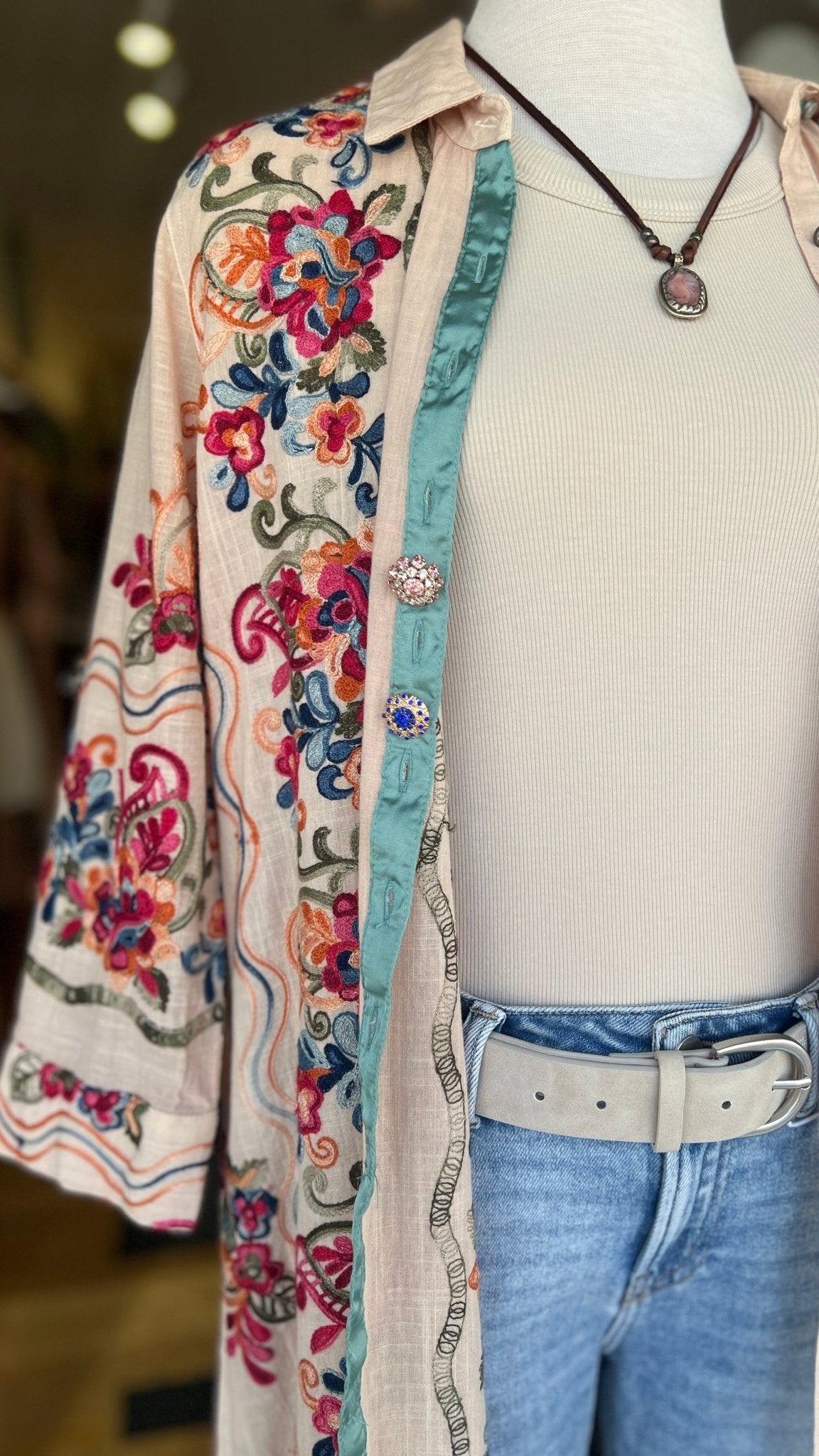 Make Your Mark Embroidered Duster - Rebecca James Clothing