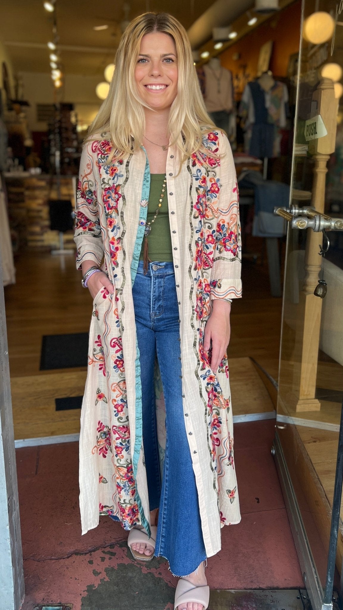 Make Your Mark Embroidered Duster - Rebecca James Clothing