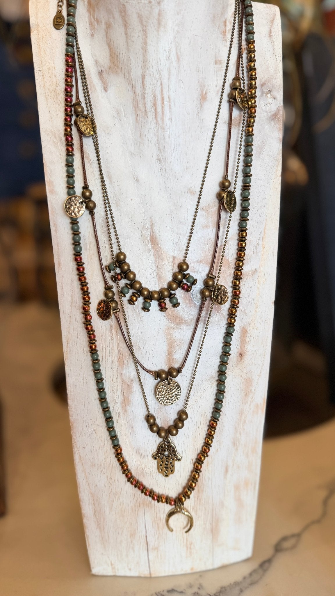 Metallic Mixed Bead Charmed Layering Necklace - Rebecca James Clothing