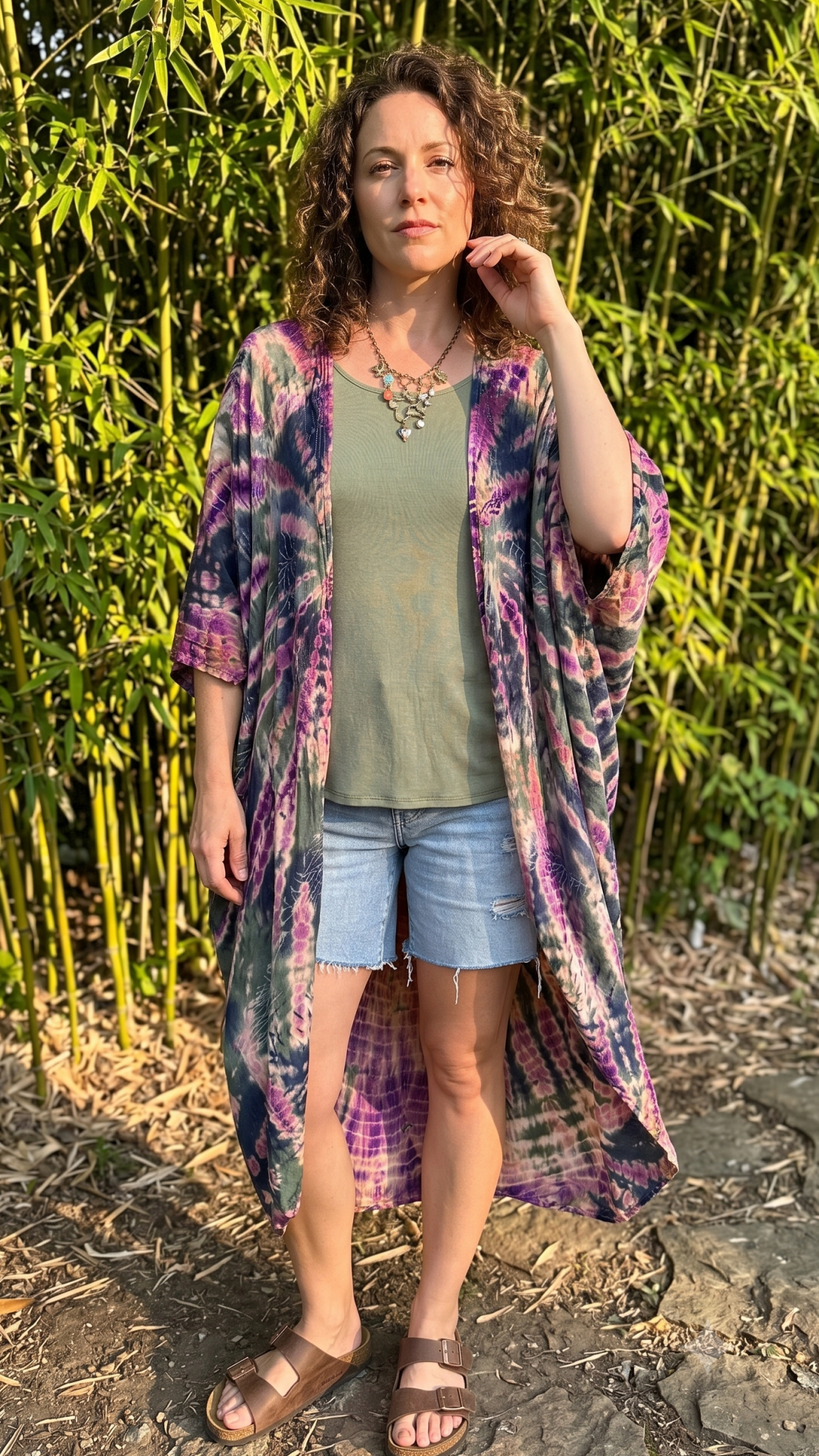 Midnight Moss Tie Die Kimono Wrap - Rebecca James Clothing