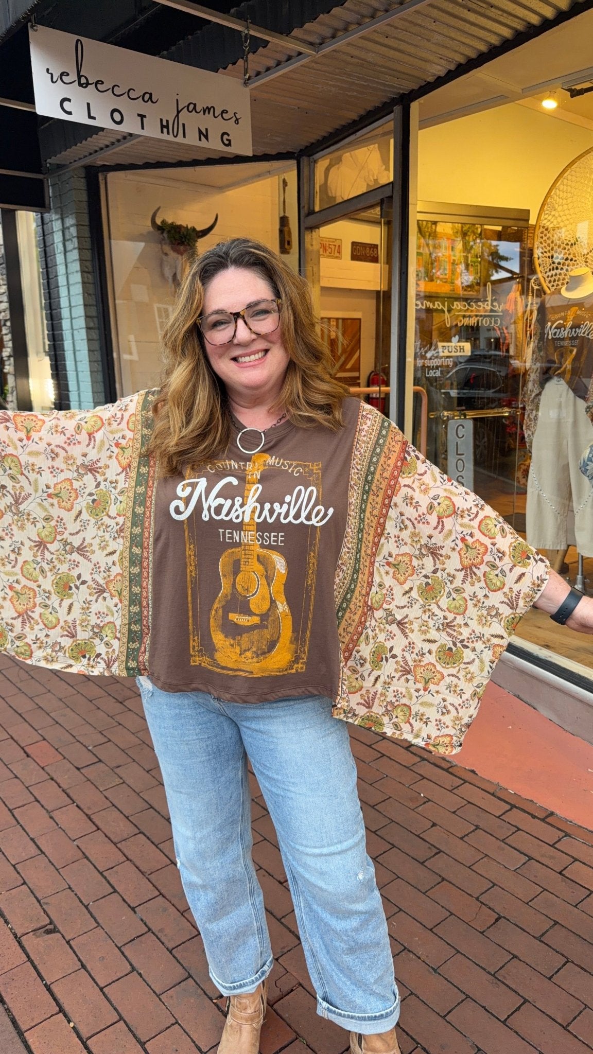 Nashville Country Music Boho Poncho Top - Rebecca James Clothing