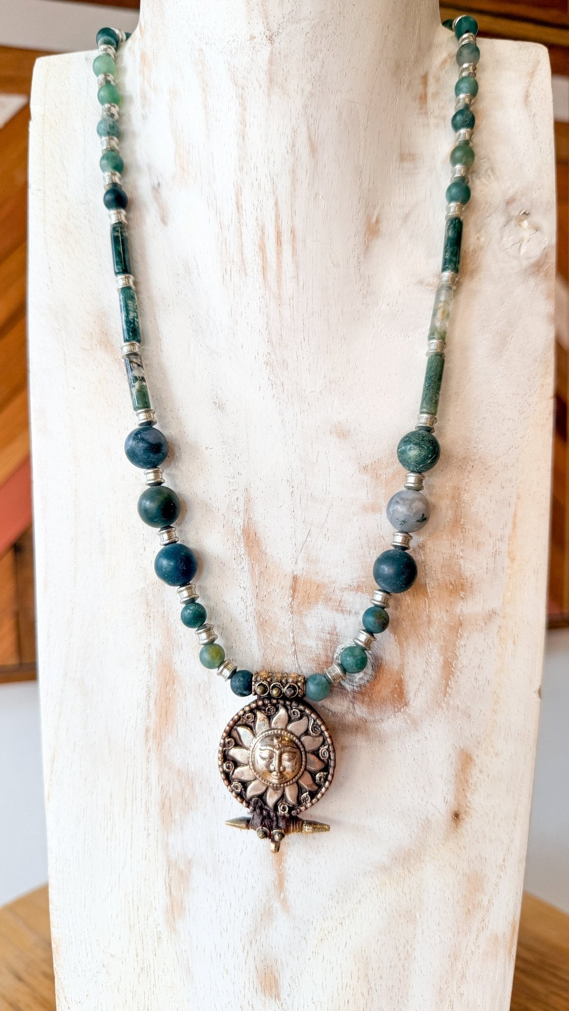 New Beginnings Moss and Indian Agate Necklace by RJC - Rebecca James Clothing
