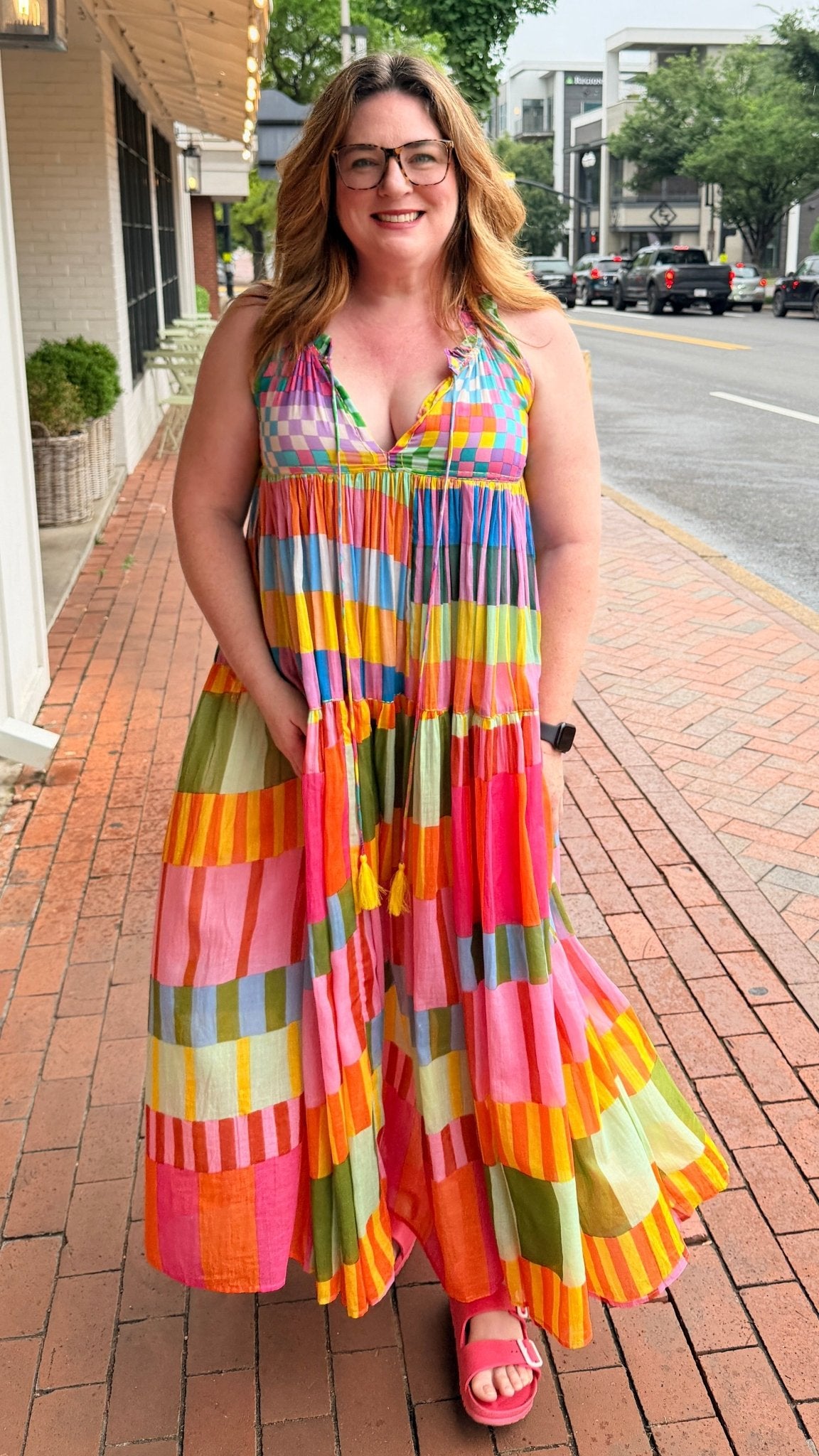 Panama Bright Color block Halter Maxi Dress - Rebecca James Clothing