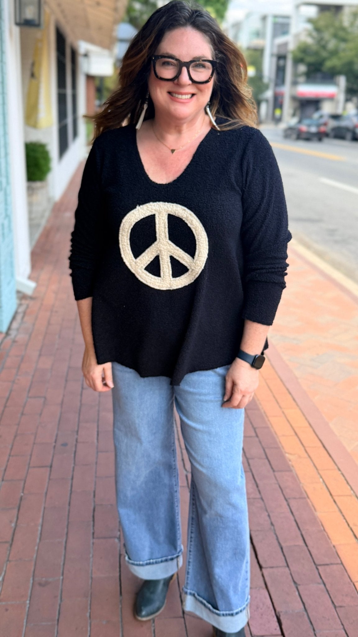 Pure Peace Black Sherpa Ace Top by Hand Jive Clothing - Rebecca James Clothing