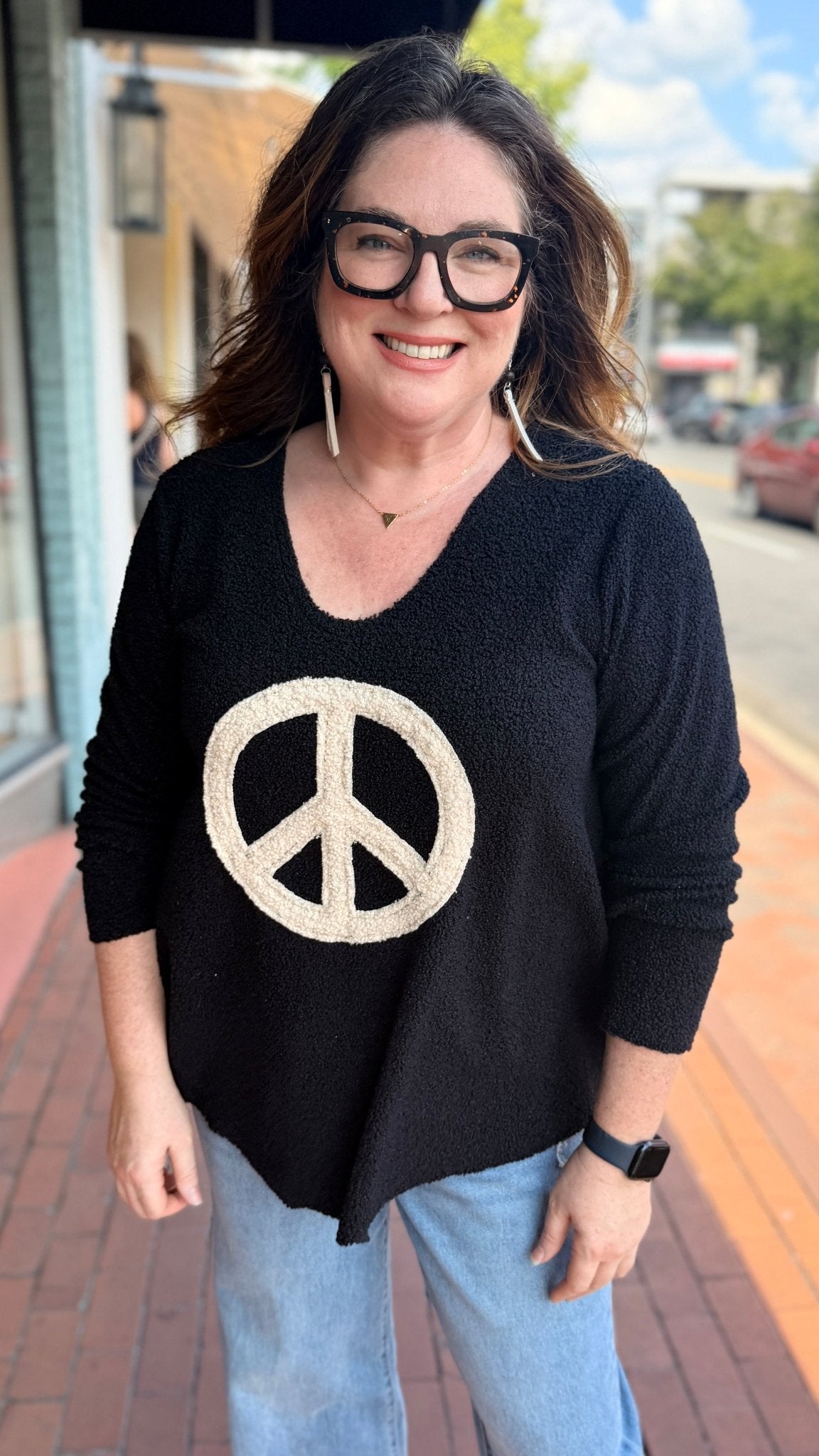 Pure Peace Black Sherpa Ace Top by Hand Jive Clothing - Rebecca James Clothing
