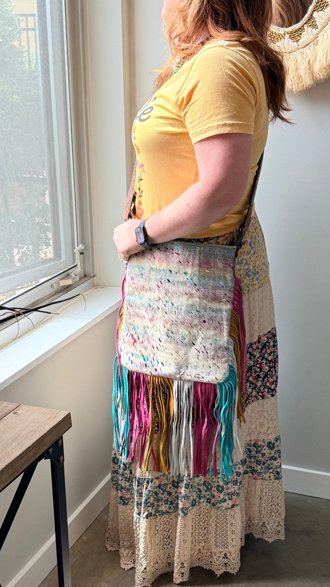 Rainbow Metallic Cohide Leather Crossbody Bag - Rebecca James Clothing