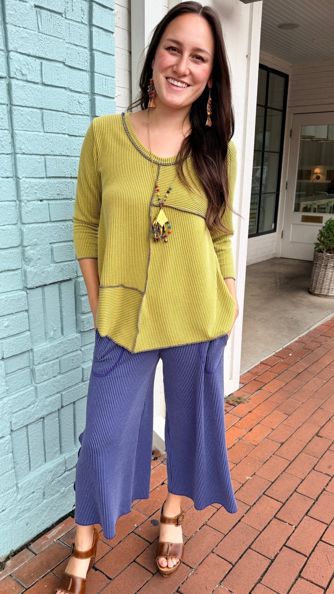Ribbed Granny Smith Green Top by Hand Jive - Rebecca James Clothing