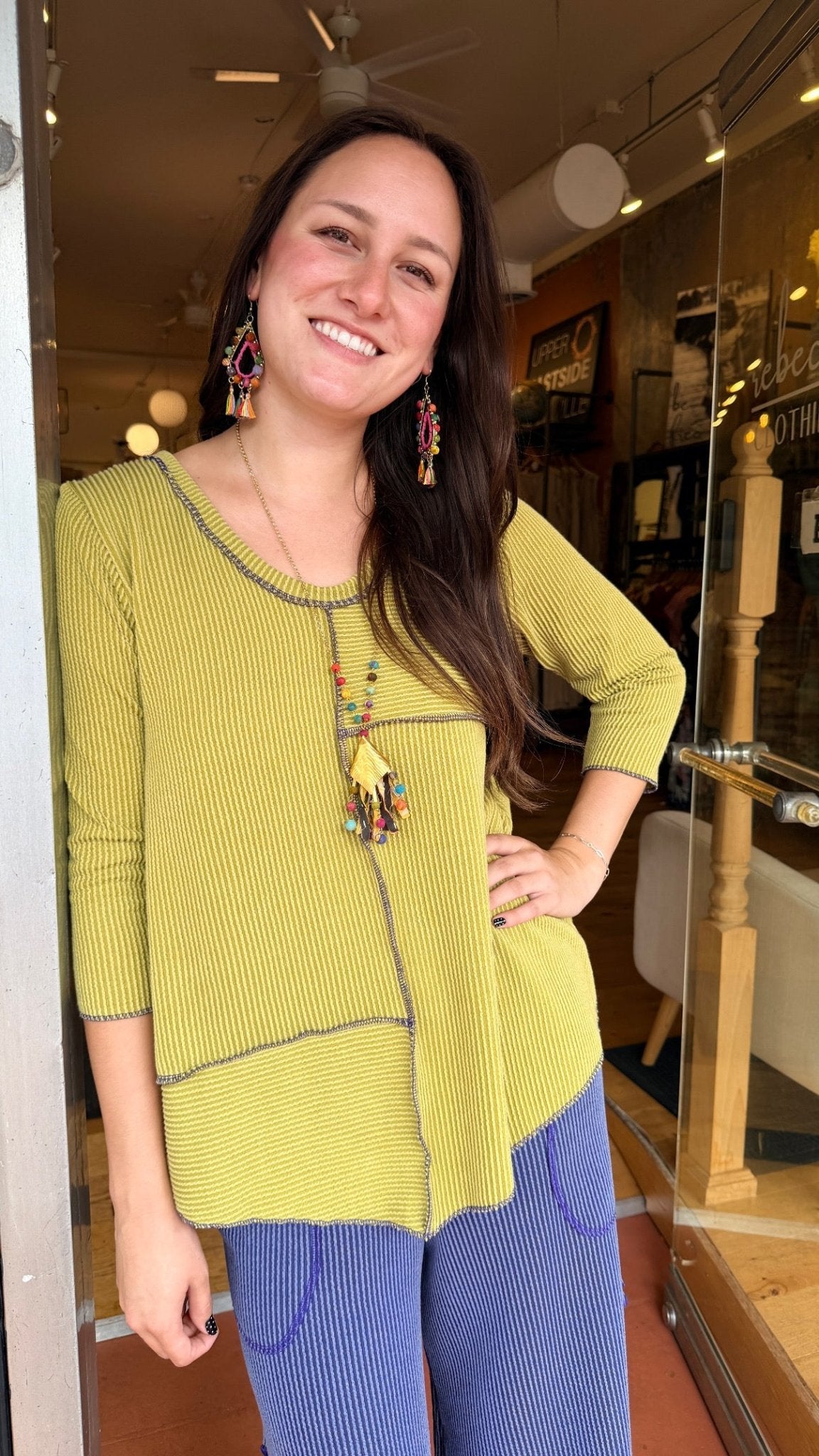 Ribbed Granny Smith Green Top by Hand Jive - Rebecca James Clothing