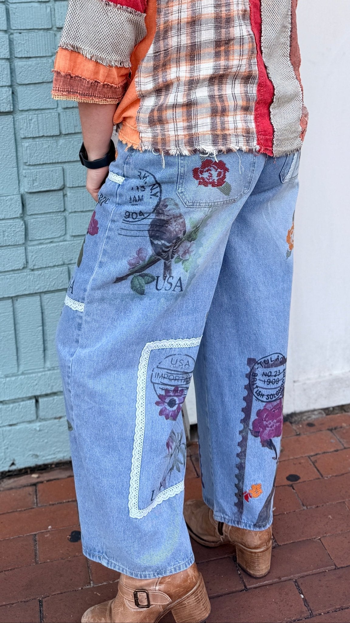Sealed With A Kiss Postage Stamp Jeans - Rebecca James Clothing
