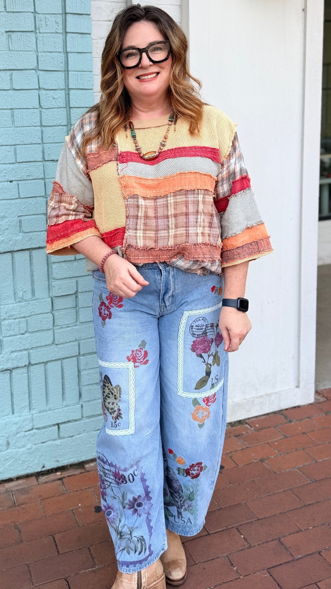 Sealed With A Kiss Postage Stamp Jeans - Rebecca James Clothing